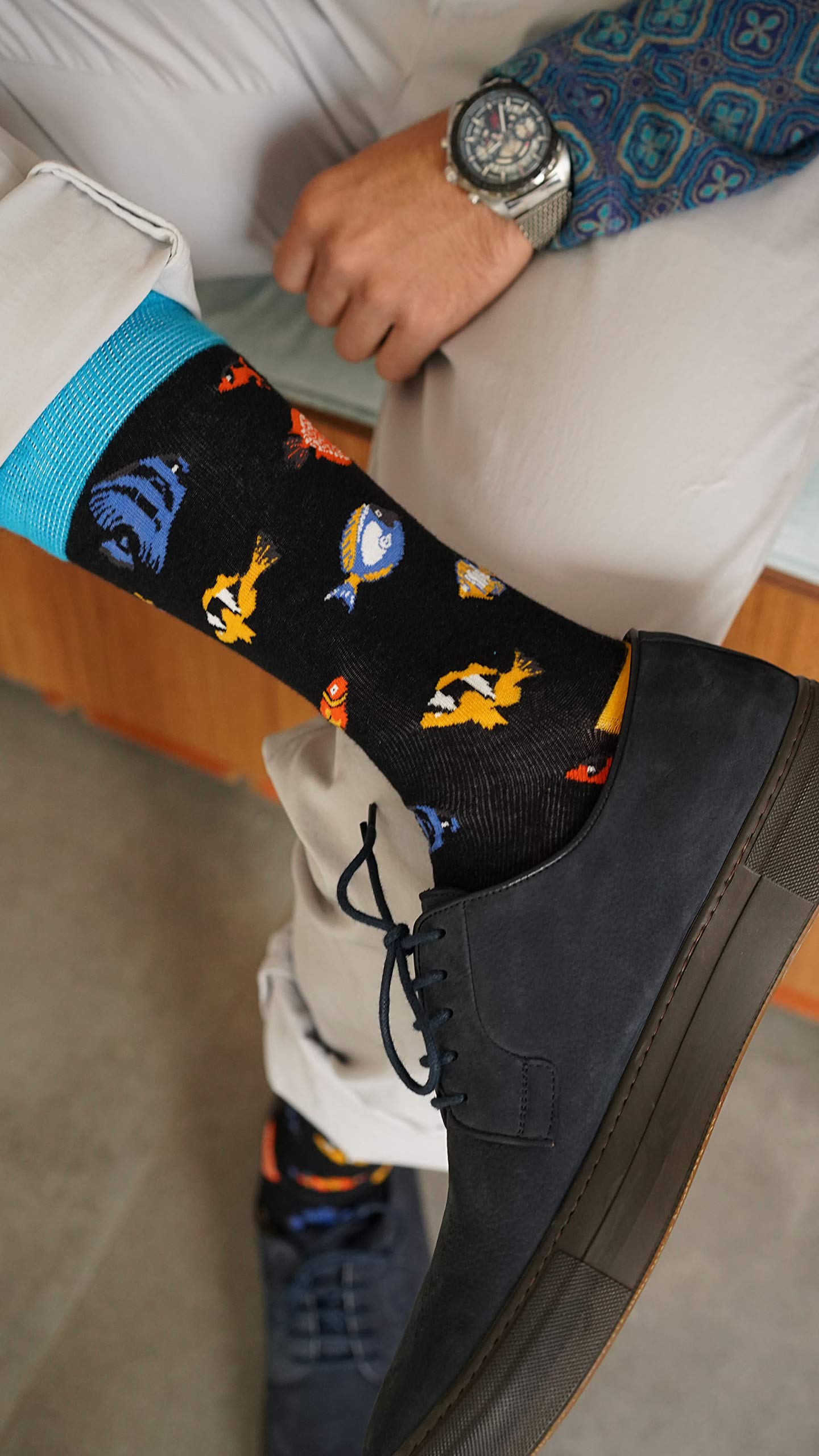 Men's 5-Pair Luxury Colorful Cotton Novelty Dress Socks Gift Box - Fun & Stylish Casual & Formal Socks for Work, Party & Gifting