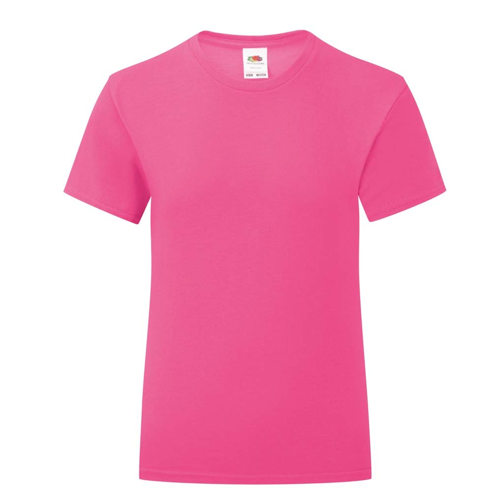 Fruit of the Loom Girls Iconic T-Shirt for Ages 7-8 | Light Graphite Cotton Tee | Casual Wear, School Uniform & Everyday Outfits