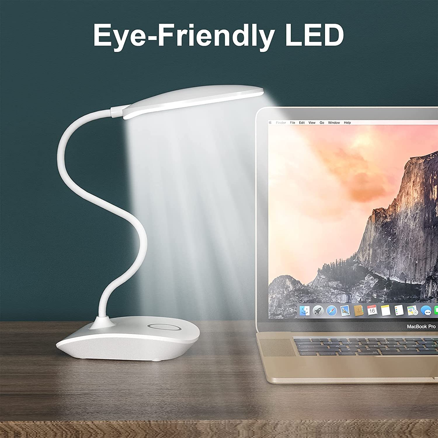 DEEPLITE Battery Powered LED Desk Lamp - 3 Lighting Modes & Stepless Dimming, 5W Touch Control Eye-Caring Table Light with Flexible Gooseneck | Portable Reading Light for Study, Office, Dorm, Bedroom & Nighttime Reading