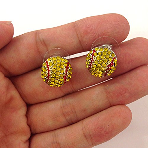 Sparkling Rhinestone Softball Stud Earrings for Women - Perfect Gift for Sports Mom, Softball Team Players & Athletes - Trendy Fashion Jewelry for Games, Parties & Everyday Wear