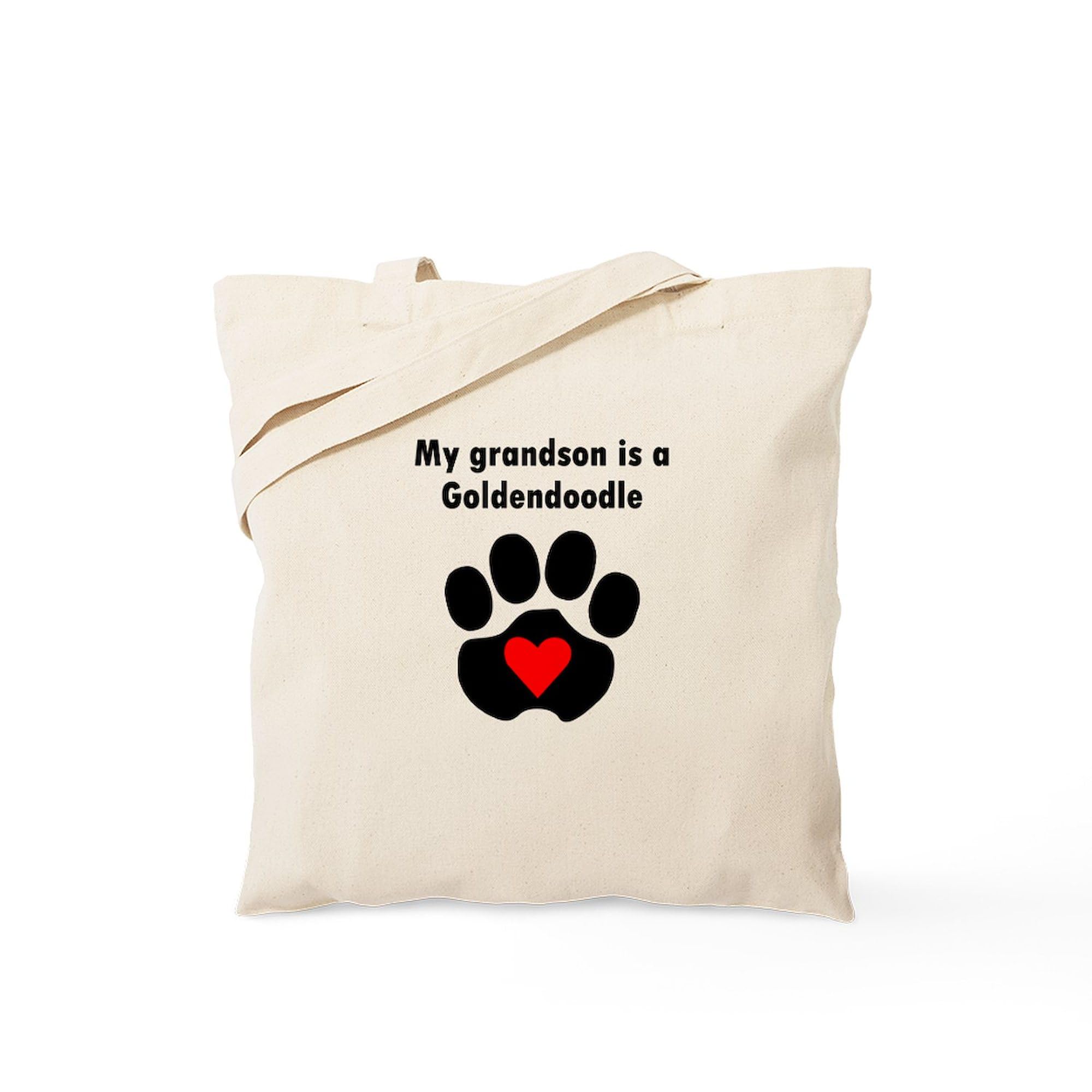 My Grandson Is A Goldendoodle - Natural Canvas Tote Bag | Reusable Grocery Shopping Bag for Dog Lovers, Grandparents & Pet Owners | Perfect for Groceries, Beach Trips & Dog Park Outings