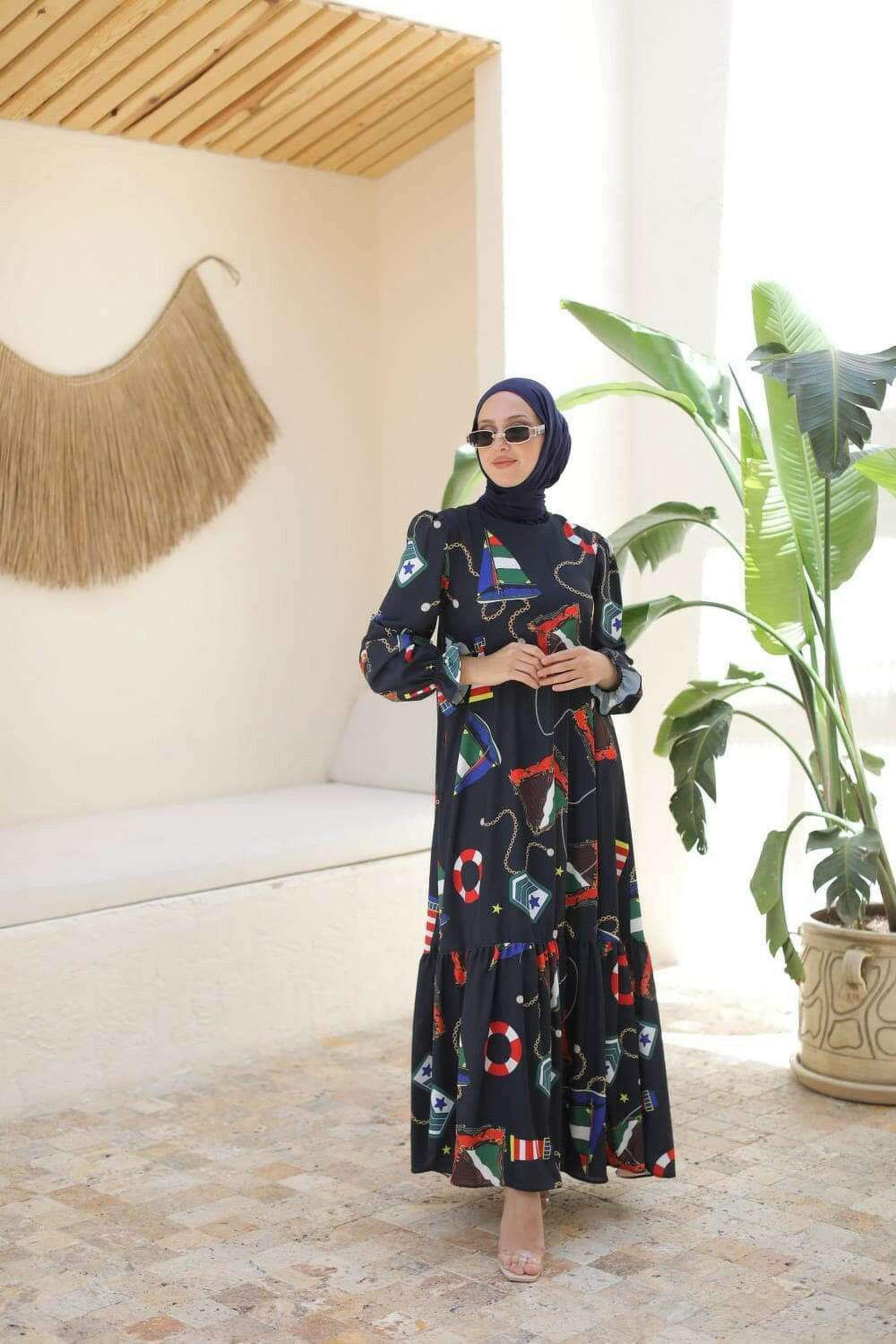Elegant Hazel Long Maxi Dress with Long Sleeves - Flowy Boho Chic Women's Dress for Casual Outings, Beach Vacations & Special Occasions