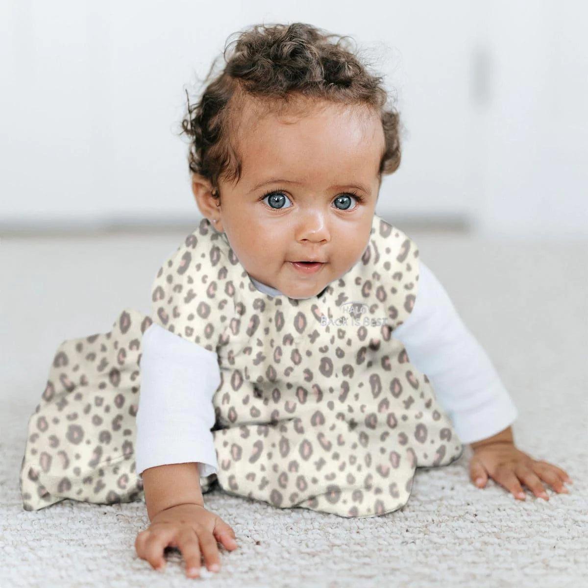 Halo Sleepsack Micro Fleece Leopard Pink 1 TOG - Soft Baby Swaddle Blanket for Safe Sleep, Perfect for Nursery, Daycare & Travel