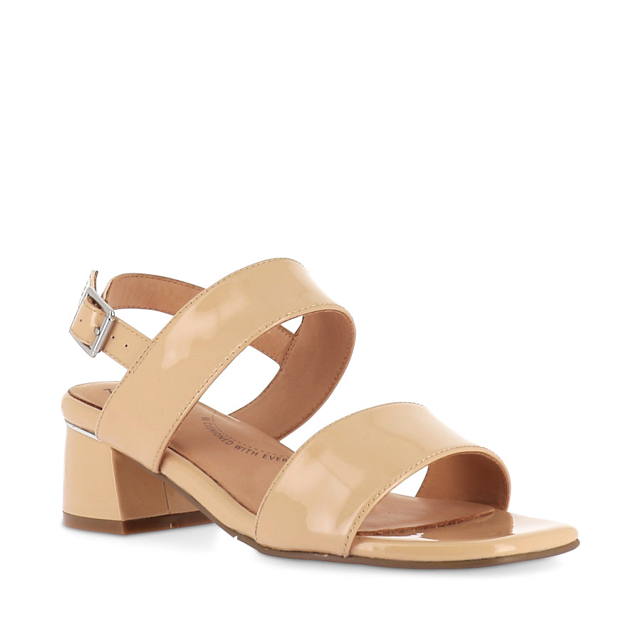 CAITLAN W Nude Patent Leather Heels - Women's Fashion High Heels for Parties, Weddings & Evening Events