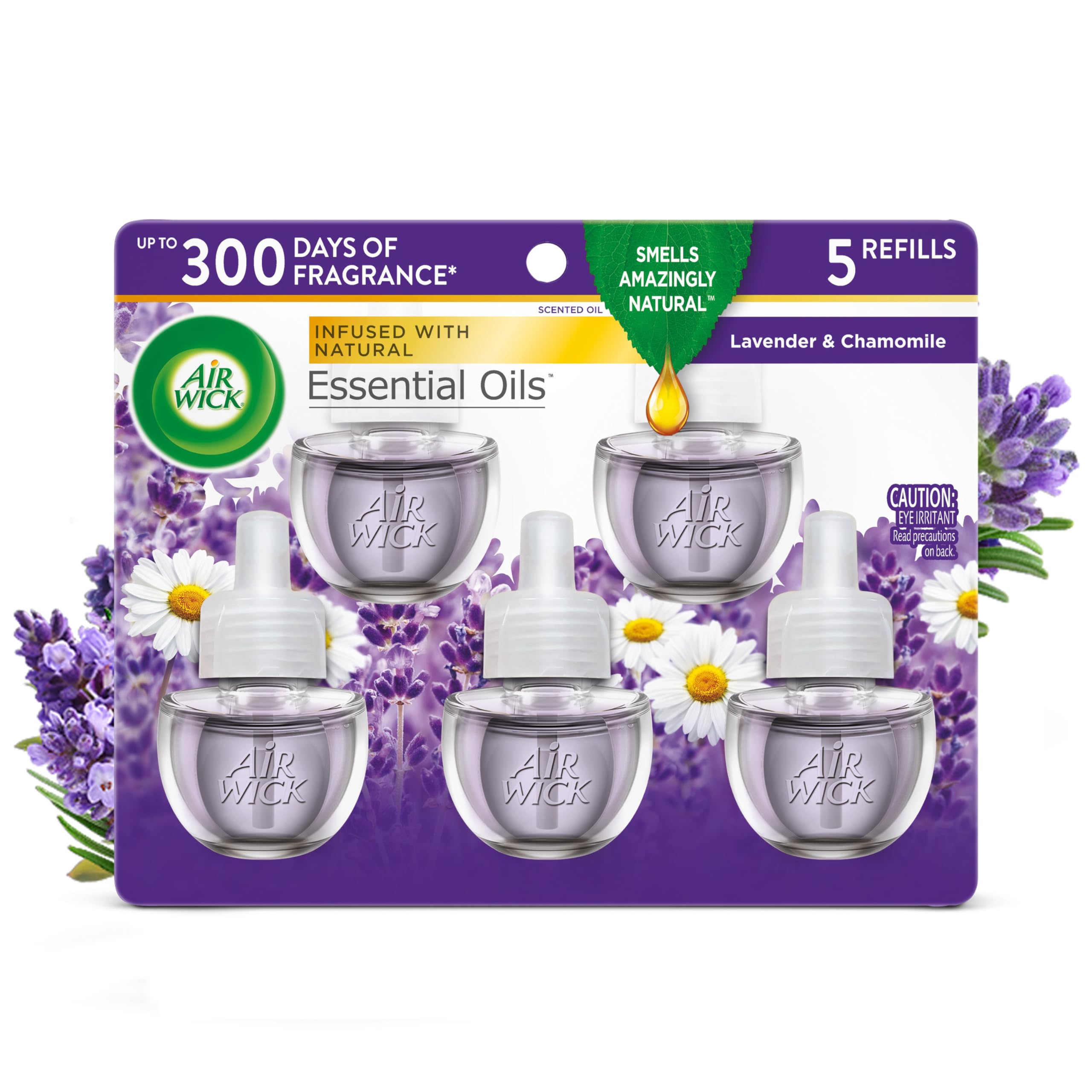 Air Wick Plug in Scented Oil Refill 5 Count - Lavender Chamomile Essential Oils for Home Air Freshener | Perfect for Bedroom, Living Room & Office Relaxation