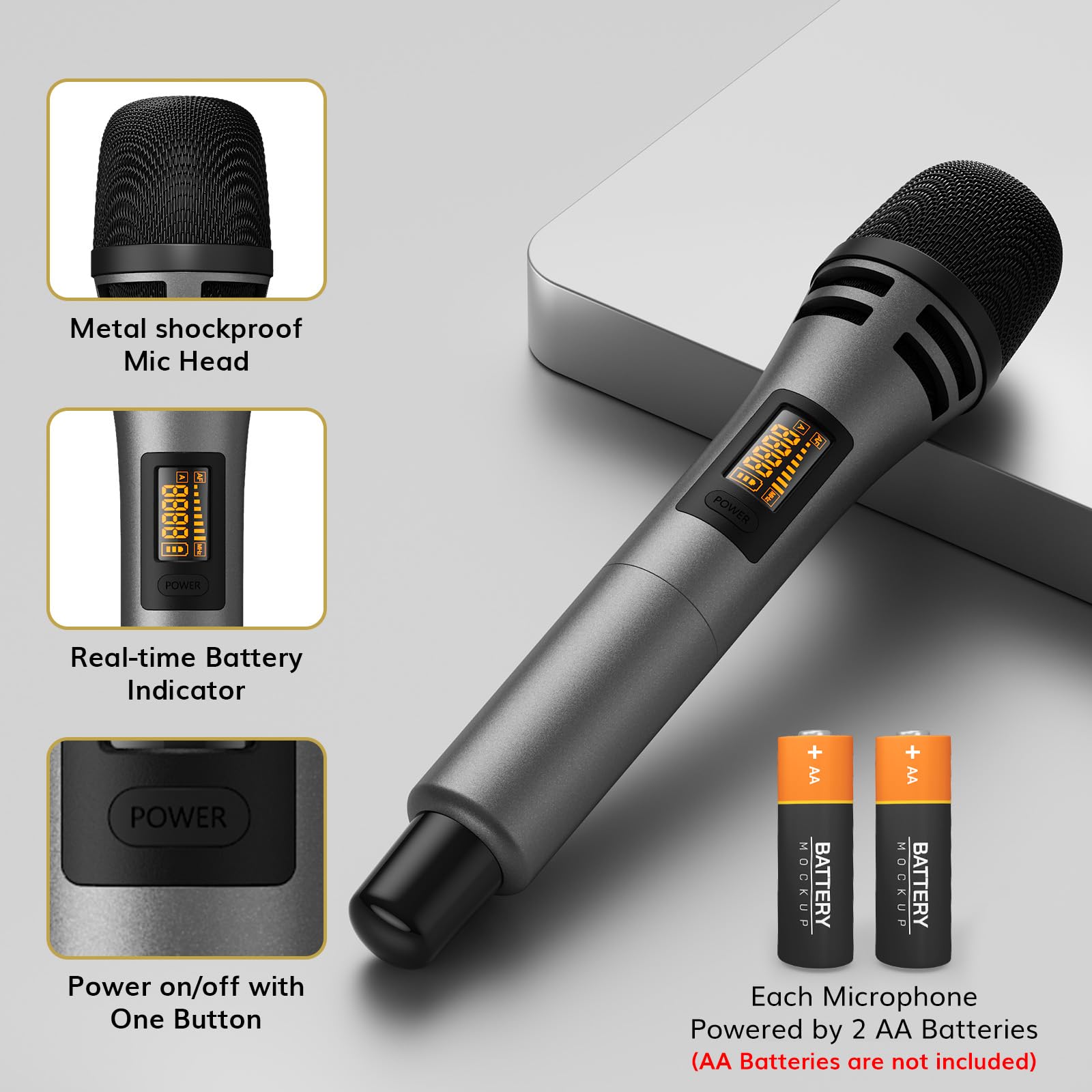 TONOR Wireless Microphone System - 4x10 Channel UHF Cordless Handheld Mic with 200FT Range, Stable Signal for Karaoke, Church, Wedding & Events | Ideal for Live Performances, Public Speaking & Professional Audio Setups