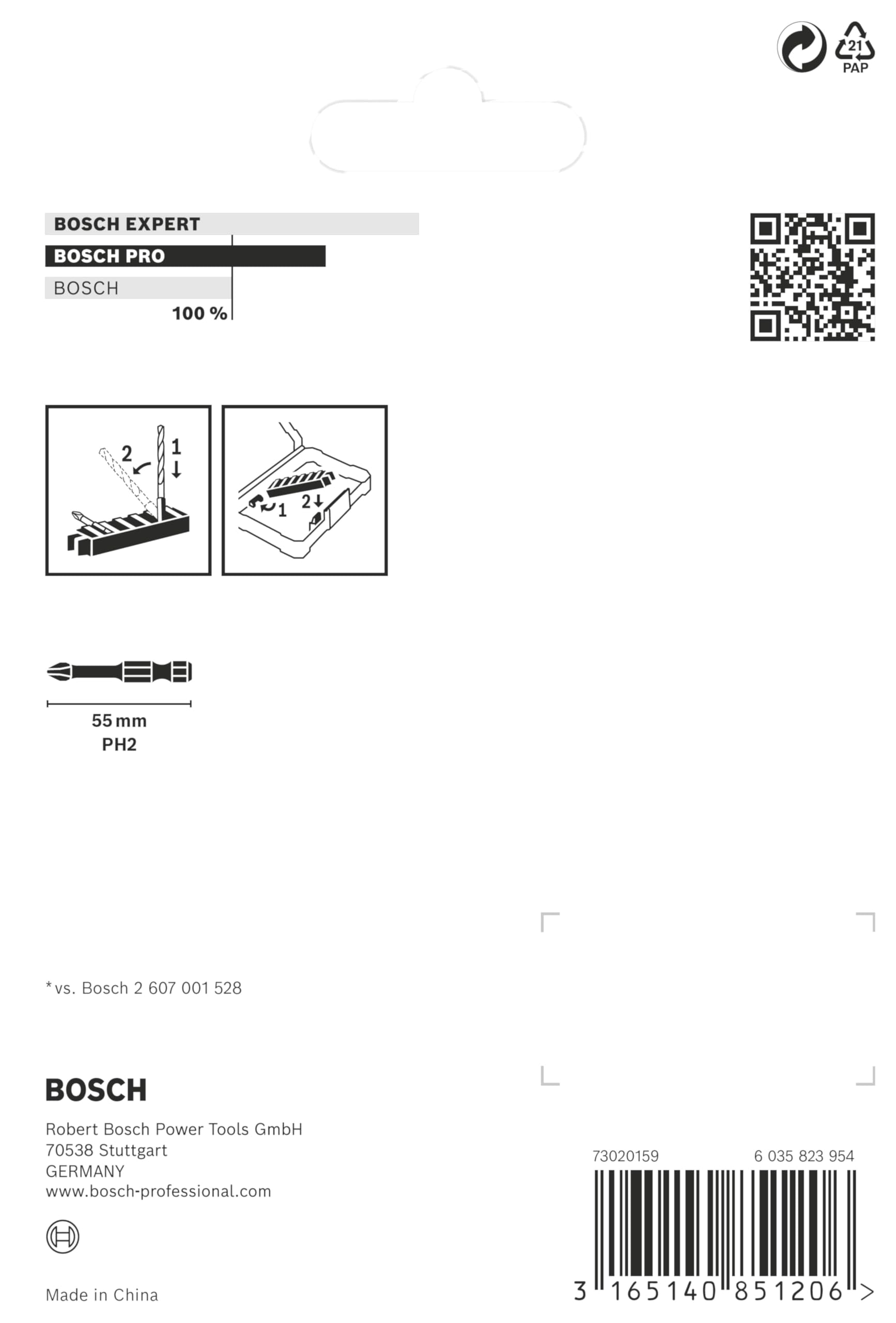 Bosch Professional 8-Piece Phillips Screwdriver Bit Set - PH2 Impact Control Bits (50mm Length) - Ideal for Impact Drills, DIY Projects & Professional Construction Work