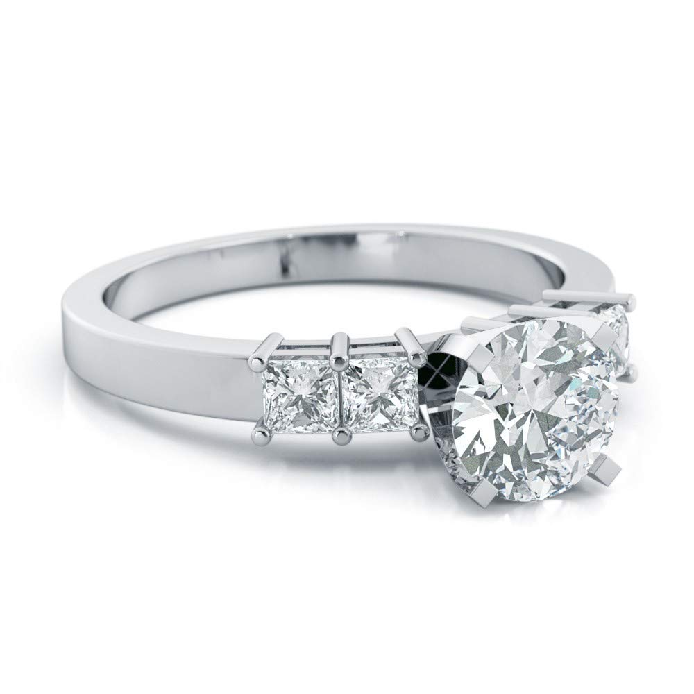 1CT Round Cut Moissanite Engagement Ring for Women - Platinum Plated Sterling Silver - Perfect for Proposals, Weddings & Anniversary Gifts