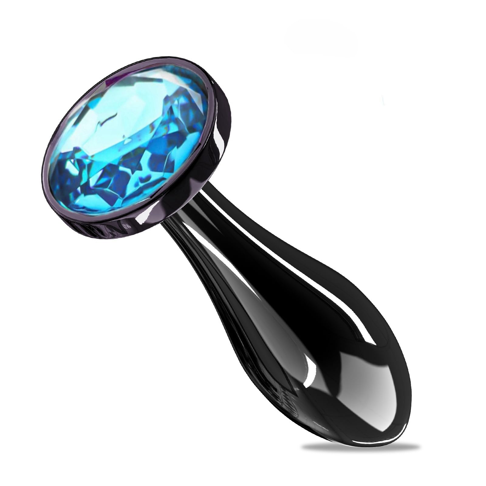 Small Jewel Anal Plug for Beginners - Stainless Steel Butt Plug for G-Spot Stimulation, Unisex Adult Sex Toy for Women & Men (Small, Blue) | Perfect for Couples Play & Solo Exploration