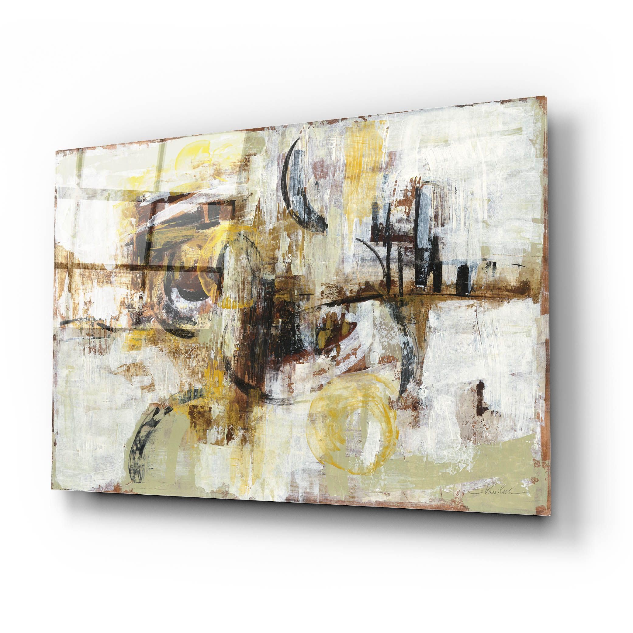 Silvia Vassileva Graffiti Wall III Acrylic Glass Wall Art - 24x16 Inches Modern Abstract Painting for Living Room, Bedroom & Office Decor