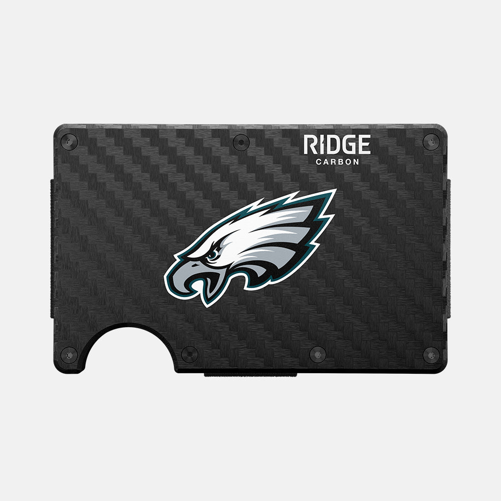 Ridge Wallet Philadelphia Eagles Carbon Fiber 3K - Slim RFID Blocking Minimalist Wallet for Men - Perfect for Everyday Carry, Travel & Gameday