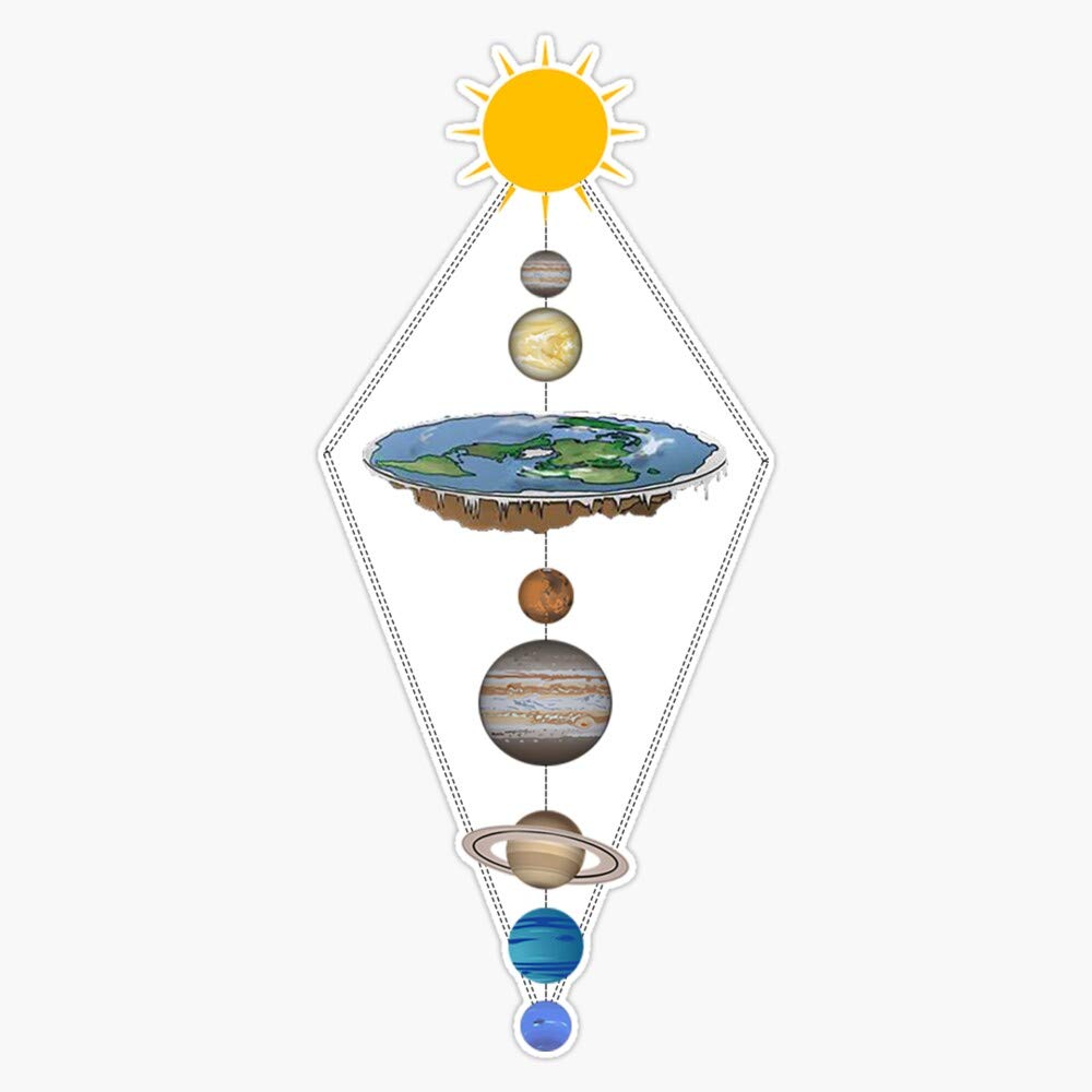 Flat Earth Solar System Vinyl Bumper Sticker - Waterproof 5 Inch Decal for Cars, Laptops & Windows - Durable Outdoor/Indoor Use