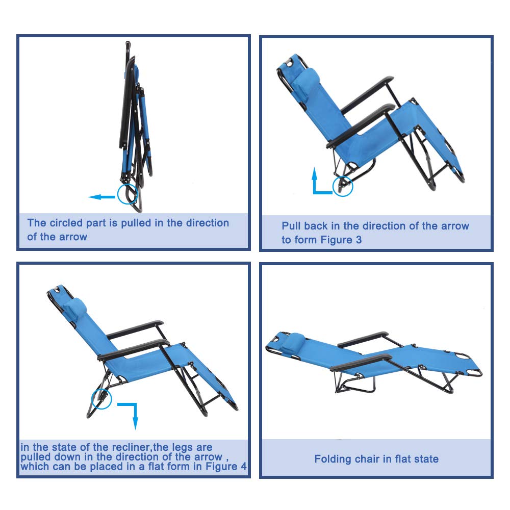 Portable Folding Backpack Reclining Chair - Lightweight Adjustable Beach Camping Chair with Extendable Design & Headrest for Outdoor, Lawn, Concert, Travel | Perfect for Beach Relaxation, Backyard Lounging & Camping Trips (Blue)
