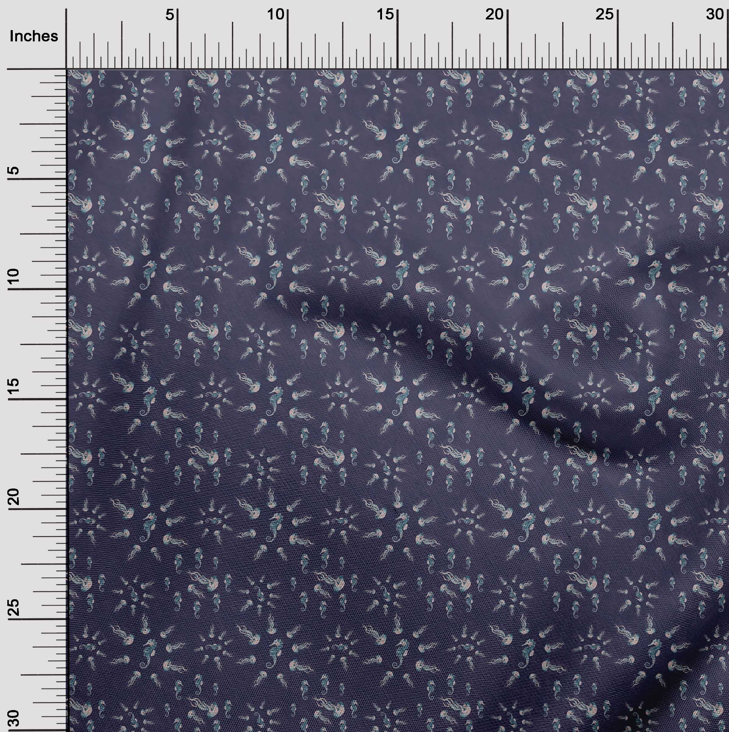 oneOone Velvet Blue Fabric by The Yard - 58 Inch Wide Printed DIY Sewing Material for Clothing, Crafts & Home Decor | Perfect for Dresses, Curtains & Upholstery