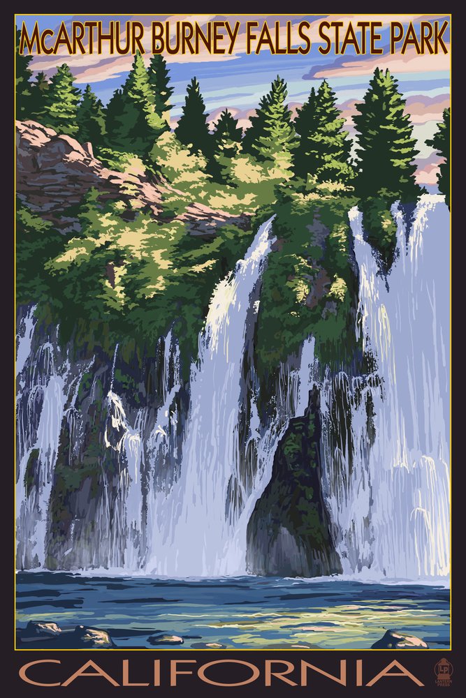 16x24 Burney Falls California Metal Wall Art - Premium Aluminum Decor for Living Room, Bedroom & Office - Gallery Quality Landscape Print