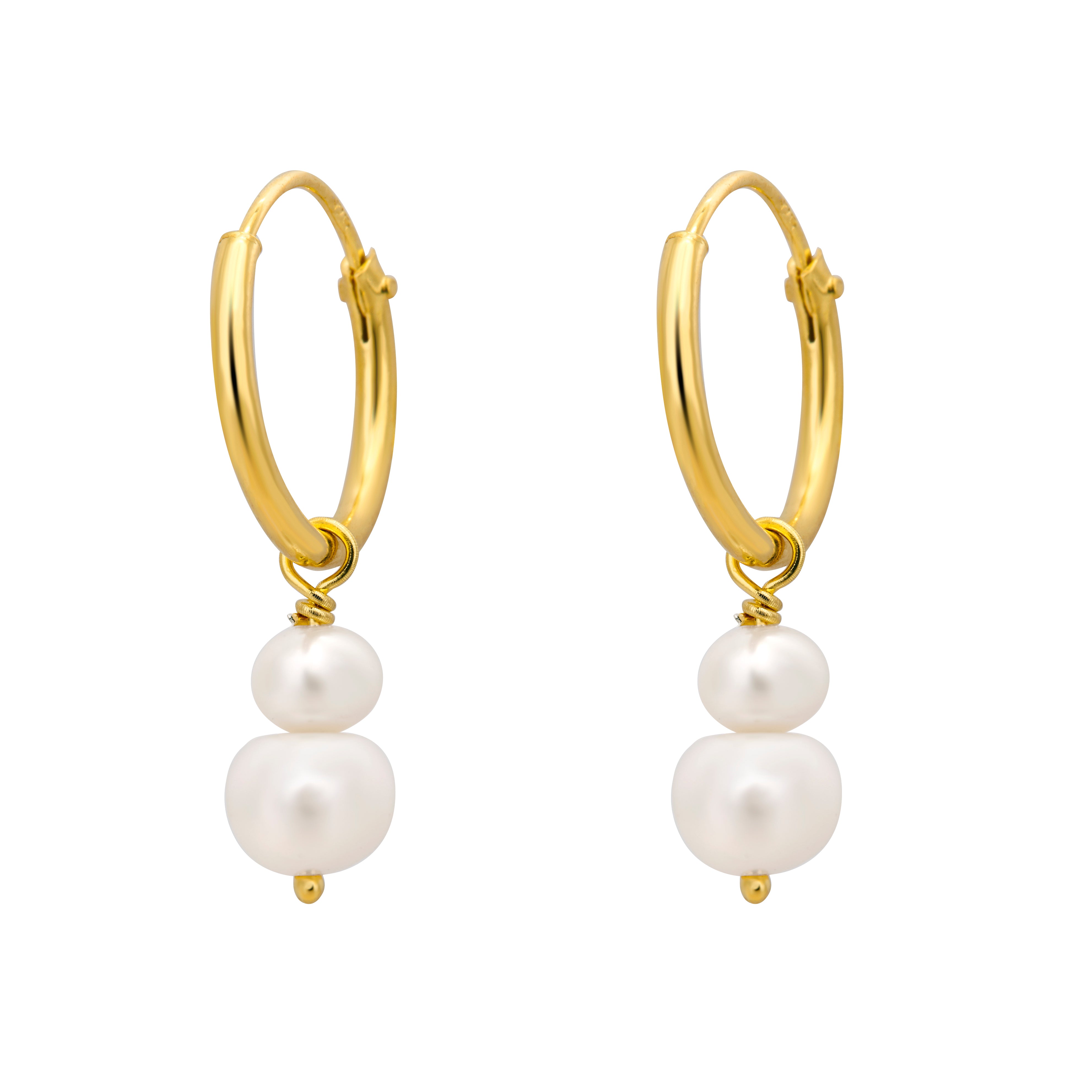 Unity Pearl Sleepers Gold - Elegant Pearl Earrings for Women, Hypoallergenic Gold Plated Hoop Earrings for Sensitive Ears | Perfect for Parties, Weddings & Everyday Wear