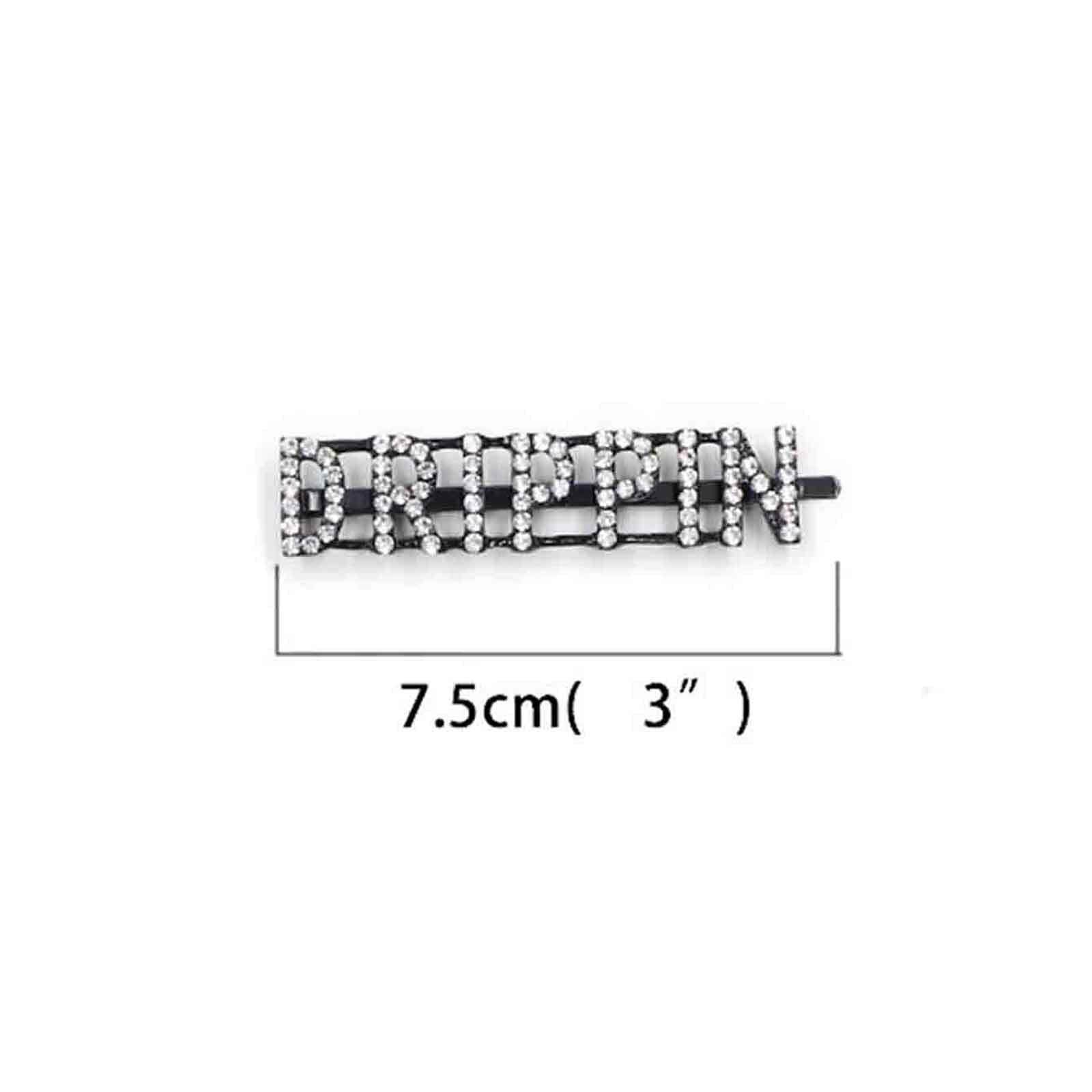 Bohemian Crystal Hair Clip - Initial Letter Hair Barrette with Rhinestones for Women & Girls | Elegant Black CZ Alphabet Hair Accessory for Parties, Weddings & Daily Wear (DRIPPIN)