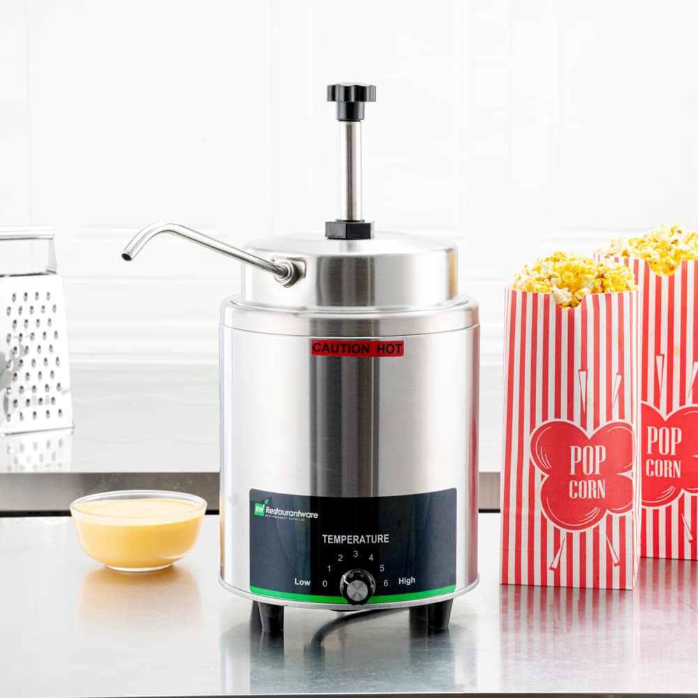 Restaurantware Hi Tek Electric Sauce Dispenser Pump - 3.5-Qt Stainless Steel Condiment Pump with 7 Temperature Settings & Spout | Perfect for Restaurants, Catering, and Home Kitchens