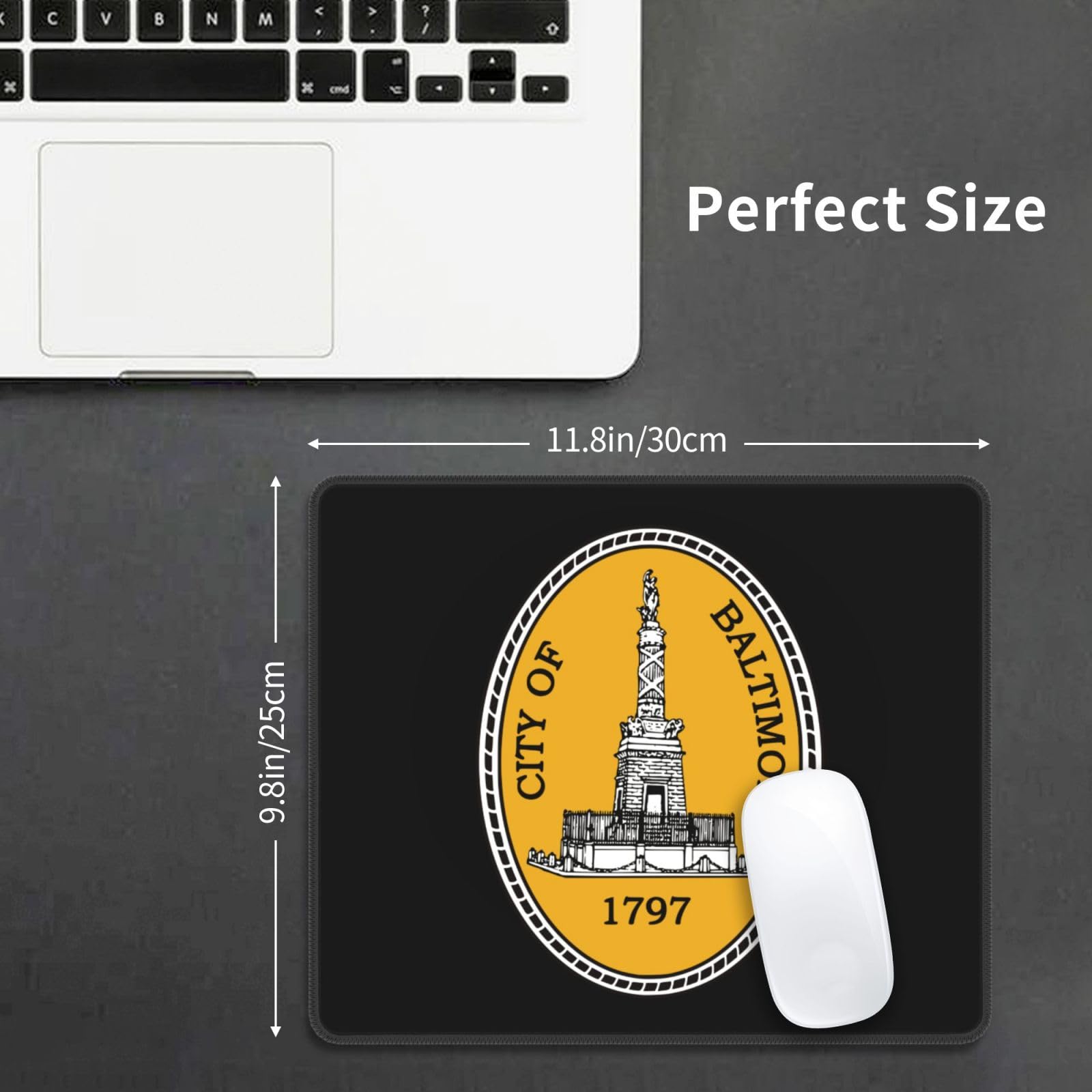 SIYTUAU Baltimore Maryland Seal Mouse Pad - Waterproof Non-Slip Rubber Office & Gaming Mousepad (10x12 inches) for Laptop, PC, Home & Office Workspace