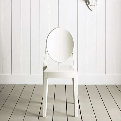2-Piece Louis Style Ghost Armchair Set - Modern Mid Century Dining Room Chairs with Arms, Lounge Accent Seats (White) - Perfect for Living Room, Dining Area & Home Office Decor