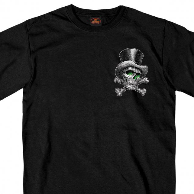 Hot Leathers Skull & Crossbones Graphic T-Shirt - Double Sided Print Short Sleeve Cotton Tee for Men | Biker, Rocker & Motorcycle Rider Fashion