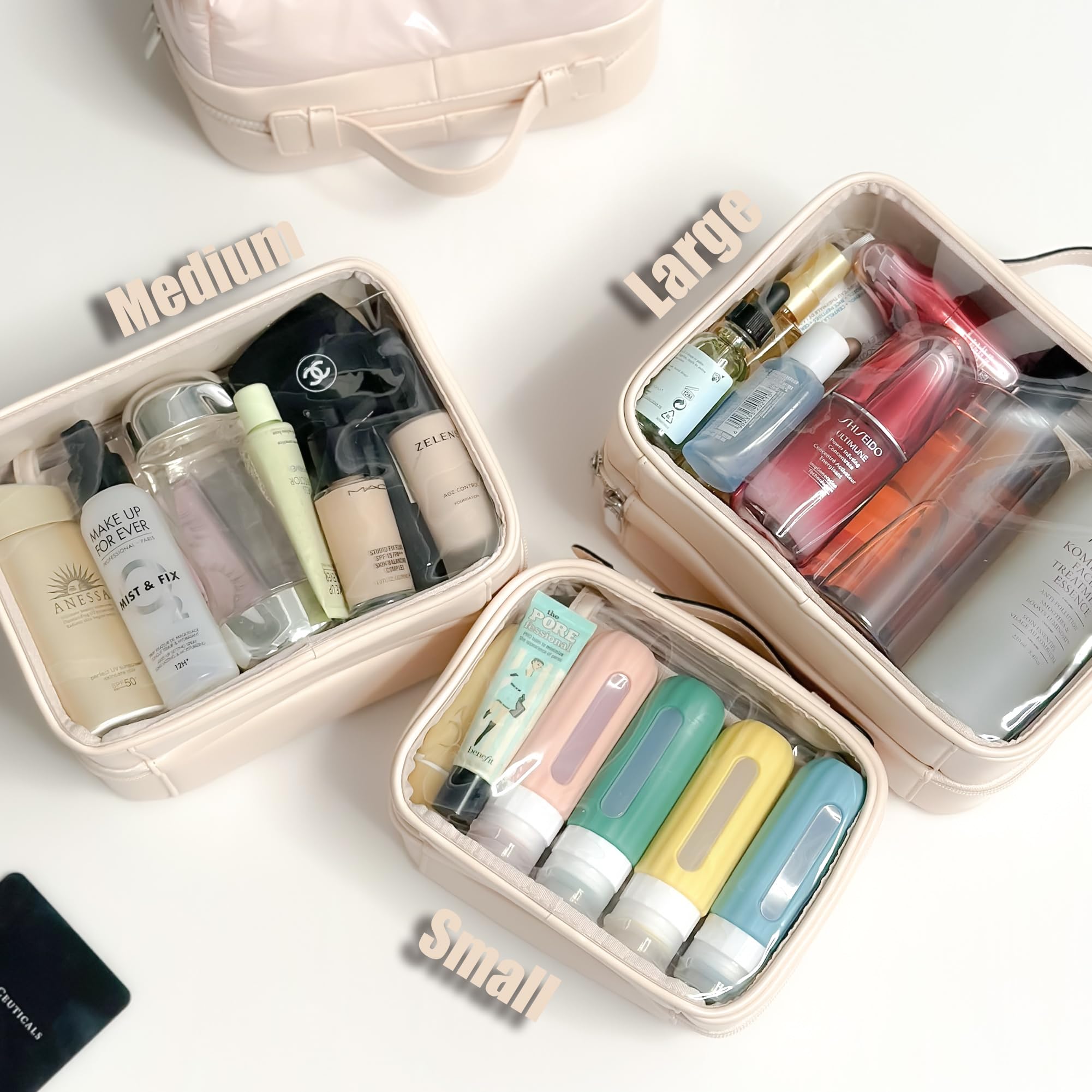 Veki Clear Makeup Bag - Large Waterproof Travel Cosmetic Case with Zipper, Spacious Toiletry Organizer for Women | Perfect for Travel, Gym & Daily Cosmetics Storage