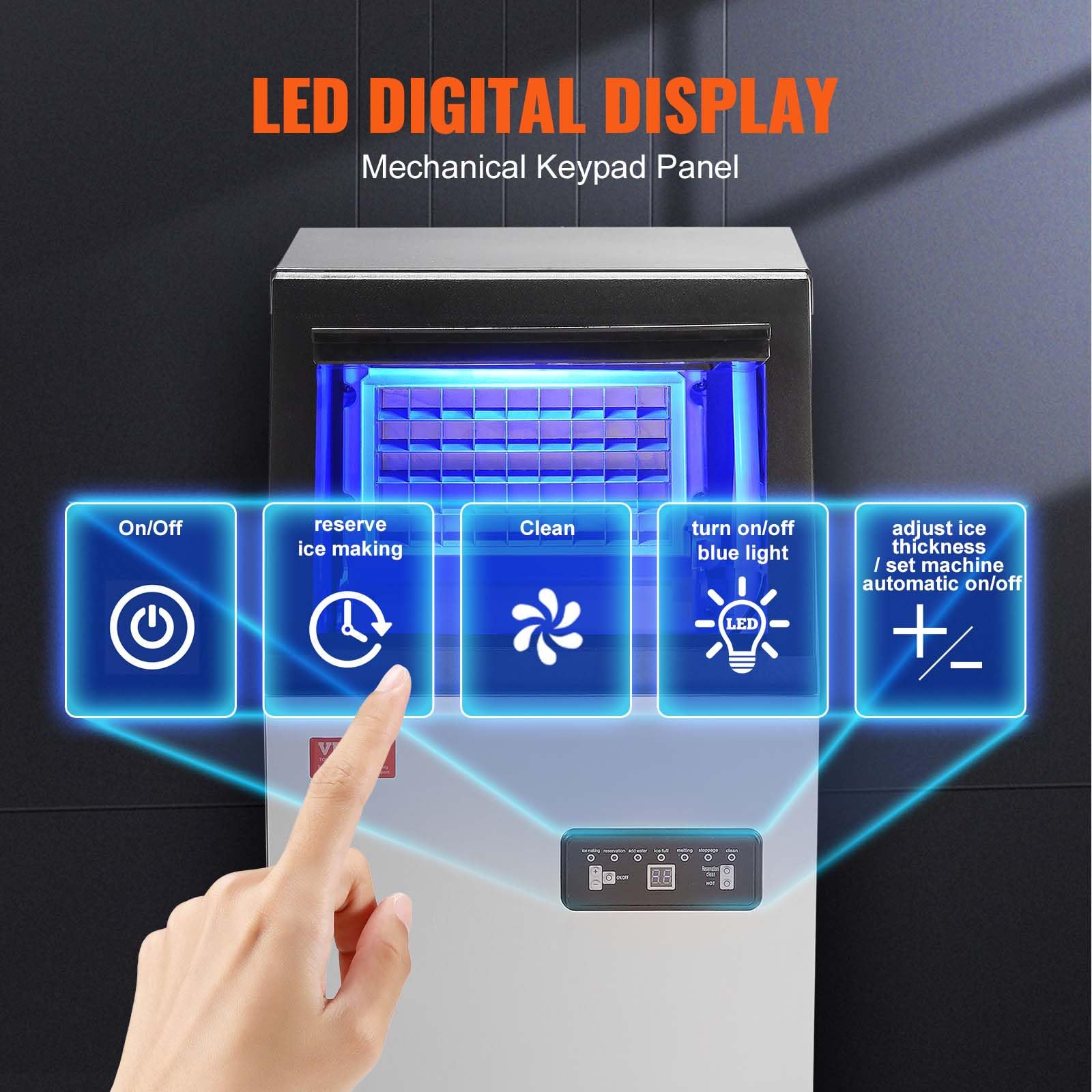 VEVOR Commercial Ice Maker Machine 100LBS/24H with 28LBS Storage - Fast 40 Ice Cubes in 12-15 Mins - Perfect for Bars, Restaurants, Home & Office Use - Countertop Ice Machine for Cocktails, Beverages & Food Display
