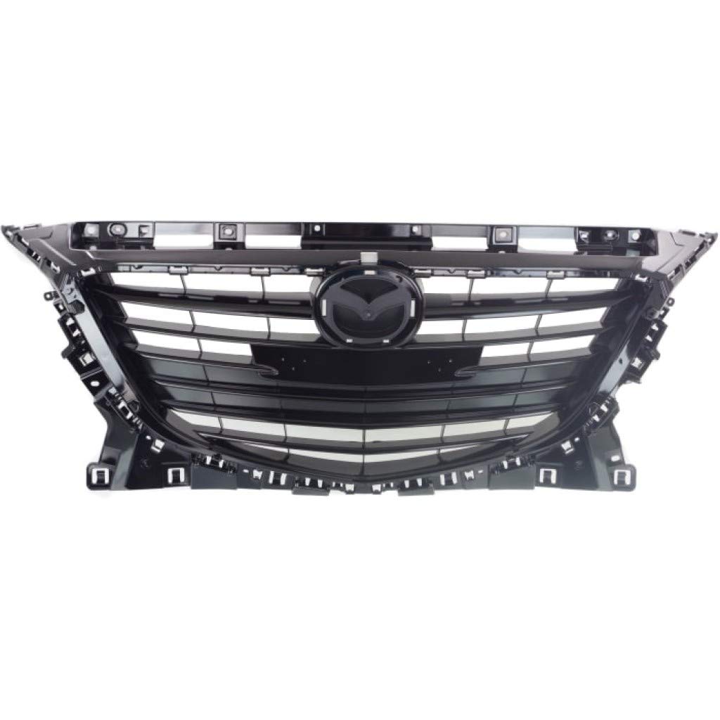 Black Plastic Grille Assembly for Mazda 3 & Mazda Sport 2014-2016 Models | Hatchback & Sedan Compatible | OEM MA1200196 BJE150712B | Upgrade Your Car's Front Styling for a Sporty Look