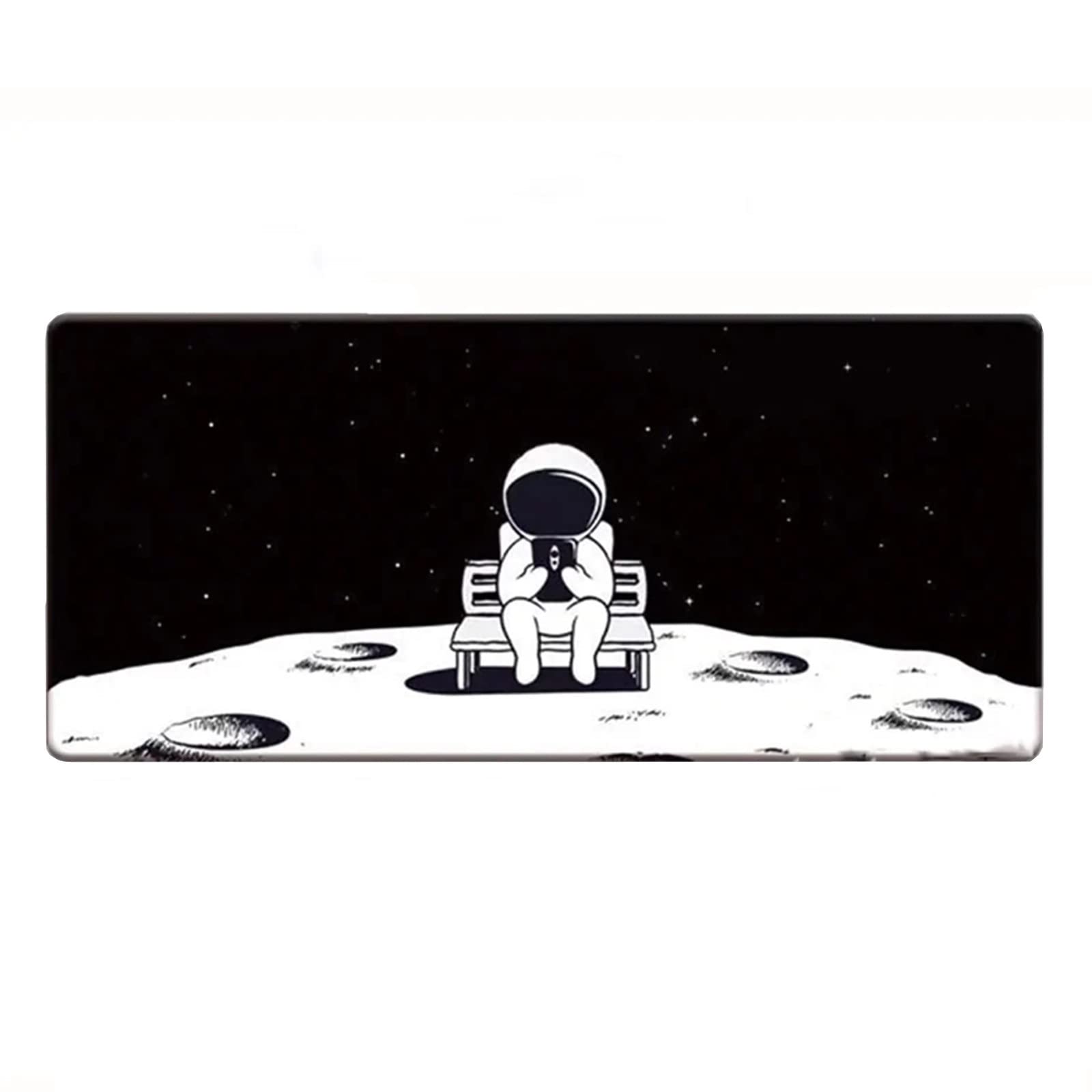 Premium Gaming Mouse Pad with Astronaut Design - Non-Slip Rubber Base, Stitched Edges, Smooth Surface for Precision Control (100x50x0.2cm) - Perfect for Office, Gaming & Graphic Design Workspaces