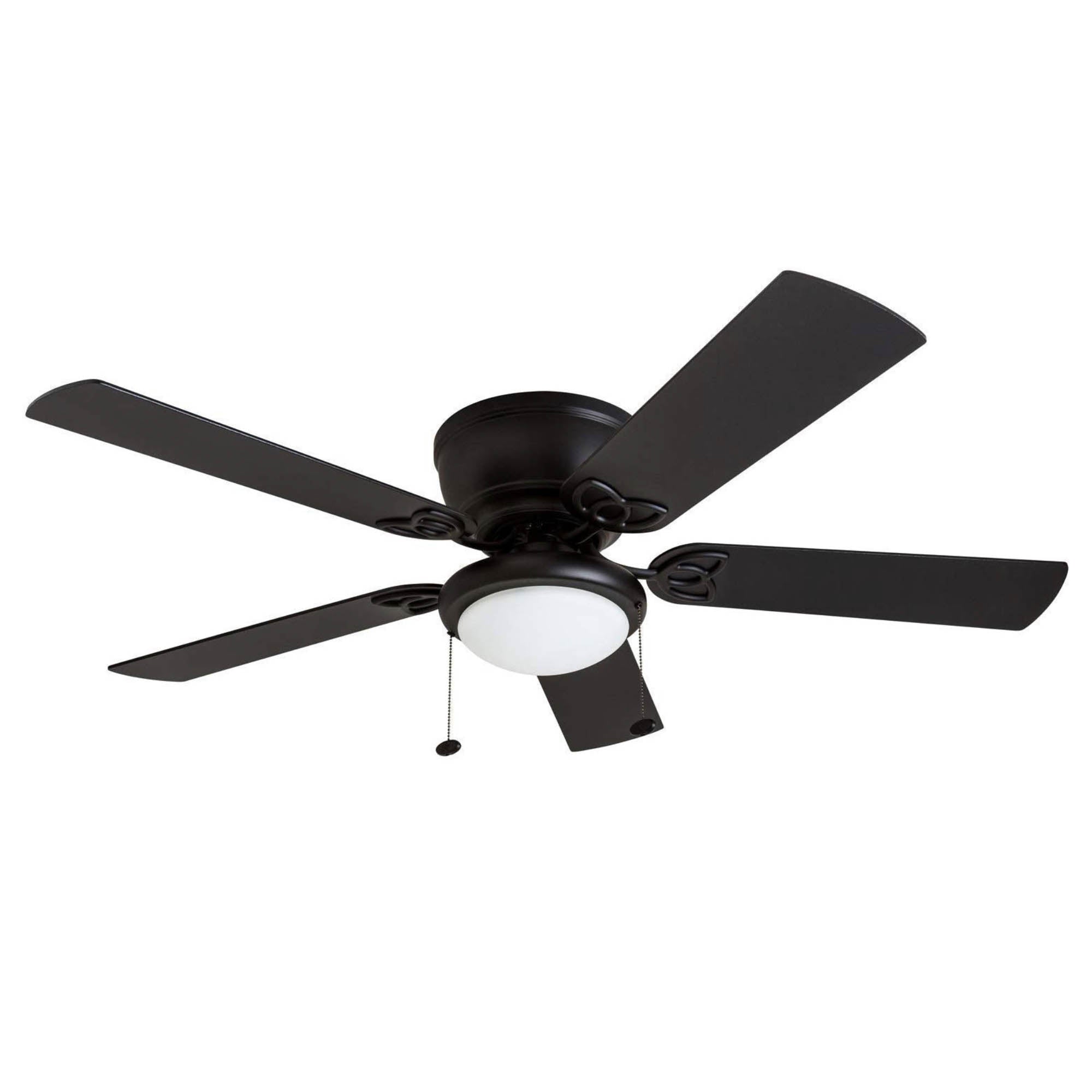 52 Inch Benton Matte Black Ceiling Fan with Pull Chain - Energy Efficient Indoor/Outdoor Fan for Living Room, Bedroom, or Patio