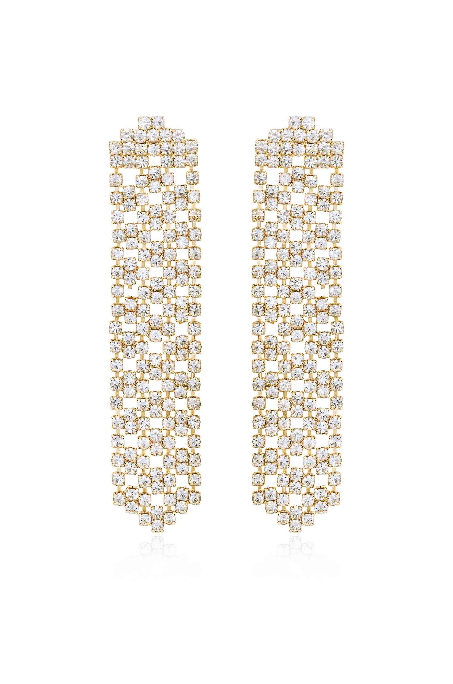 Sparkling Crystal Quilted Dangle Earrings for Women - Elegant Drop Earrings for Party, Wedding & Evening Outfits