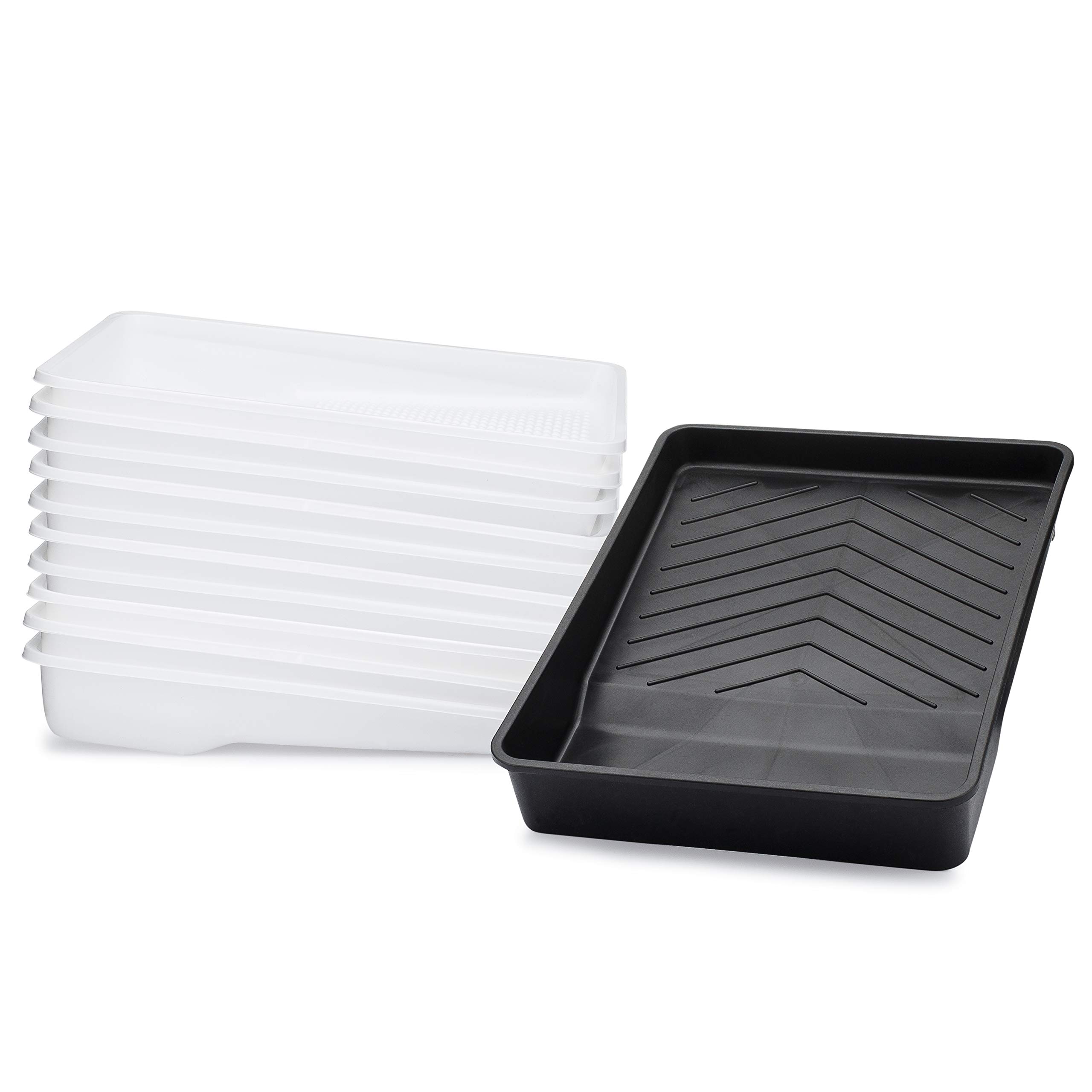9 Inch Disposable Paint Tray Liners with Hard Shell (10 Pack) - Deep Well Paint Trap for Rollers - Fits Most 9