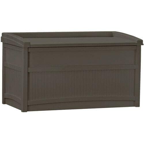 50 Gallon Outdoor Resin Deck Storage Box with Seat - Waterproof Freestanding Shelter for Patio Furniture, Gardening Tools & Yard Equipment - Perfect for Backyard, Deck, Poolside & Garage Organization