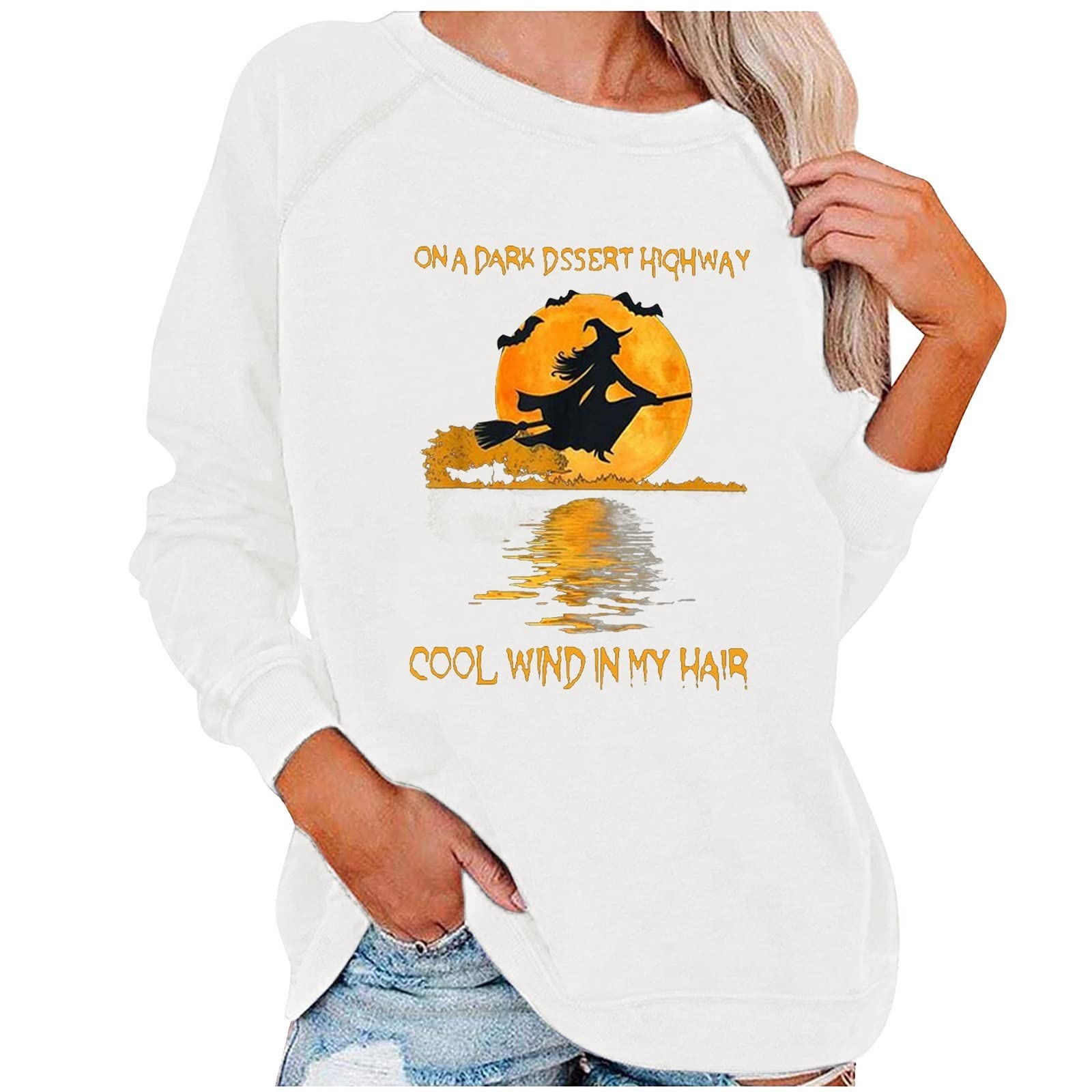 2022 Women's Long Sleeve Halloween Pullover Sweatshirt - Printed Fashion Crewneck Sweater for Halloween Party, Cosplay & Fall Outfits | Comfortable & Stylish Seasonal Wear