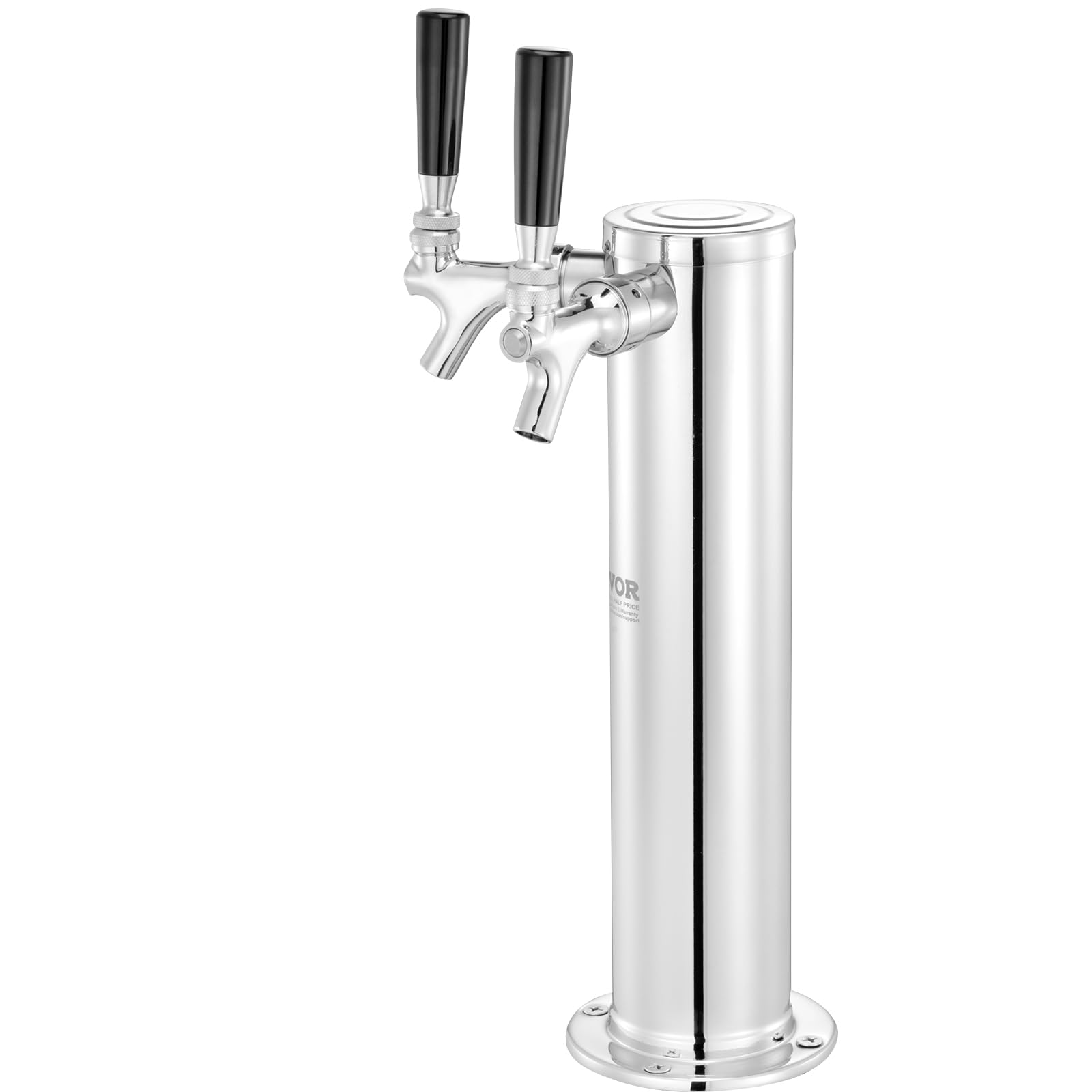 VEVOR Dual Tap Kegerator Tower Kit - Stainless Steel Beer Dispenser with CGA320 Regulator & D-System Coupler for Home Bars, Parties & Commercial Use | Perfect for Draft Beer Serving & Entertaining