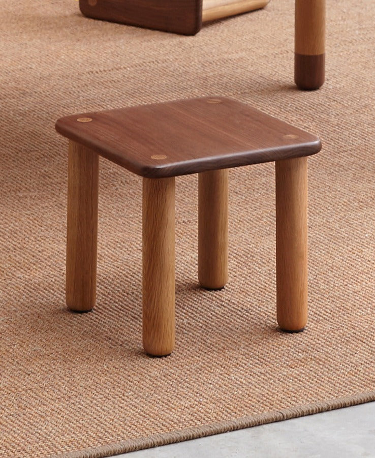 Solid Oak & Black Walnut Kids Small Stool - Durable Wooden Step Stool for Children - Perfect for Bathroom, Kitchen, and Playroom Use