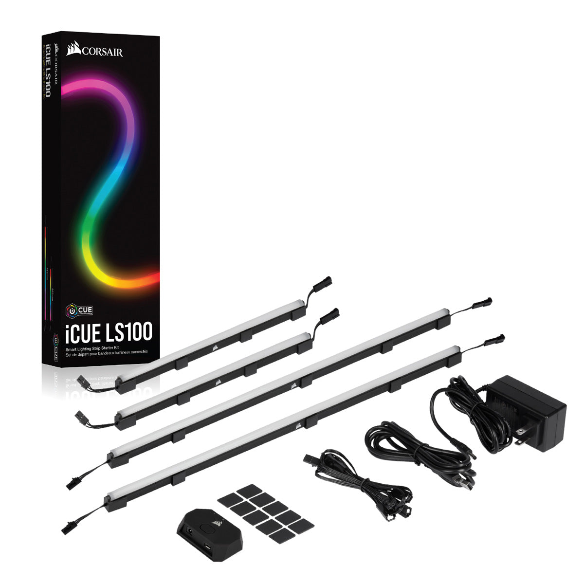 Corsair iCUE LS100 RGB Smart Lighting Strip Starter Kit with 1.4m Expansion Strip - PC Gaming Setup, Room Ambient Lighting, Desk Backlighting