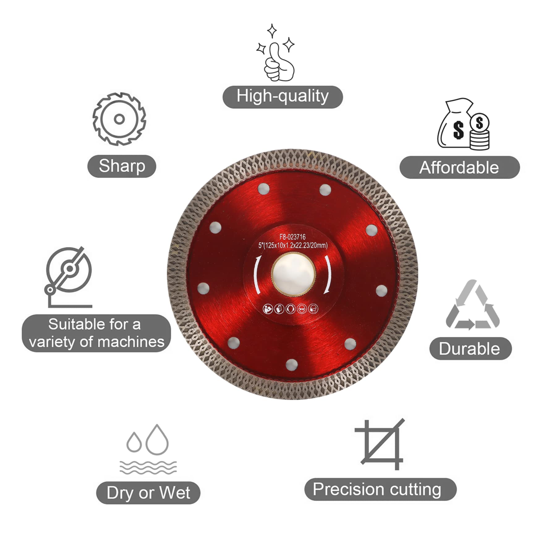 Diamond Saw Blade for Tile, Porcelain & Granite - Dry/Wet Cutting