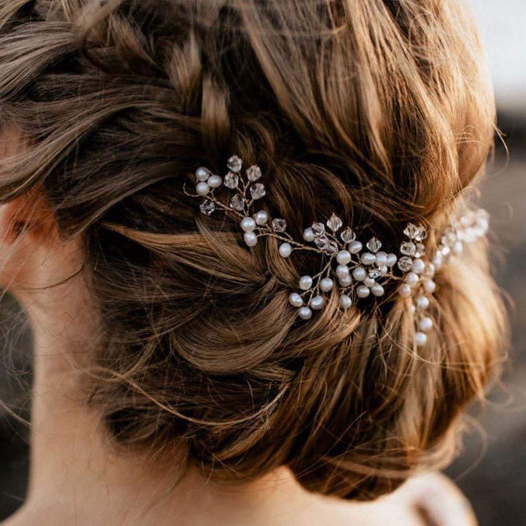 Bridal Pearl Hair Vine - Silver Flower Wedding Hairpiece for Women - Perfect for Brides & Formal Events