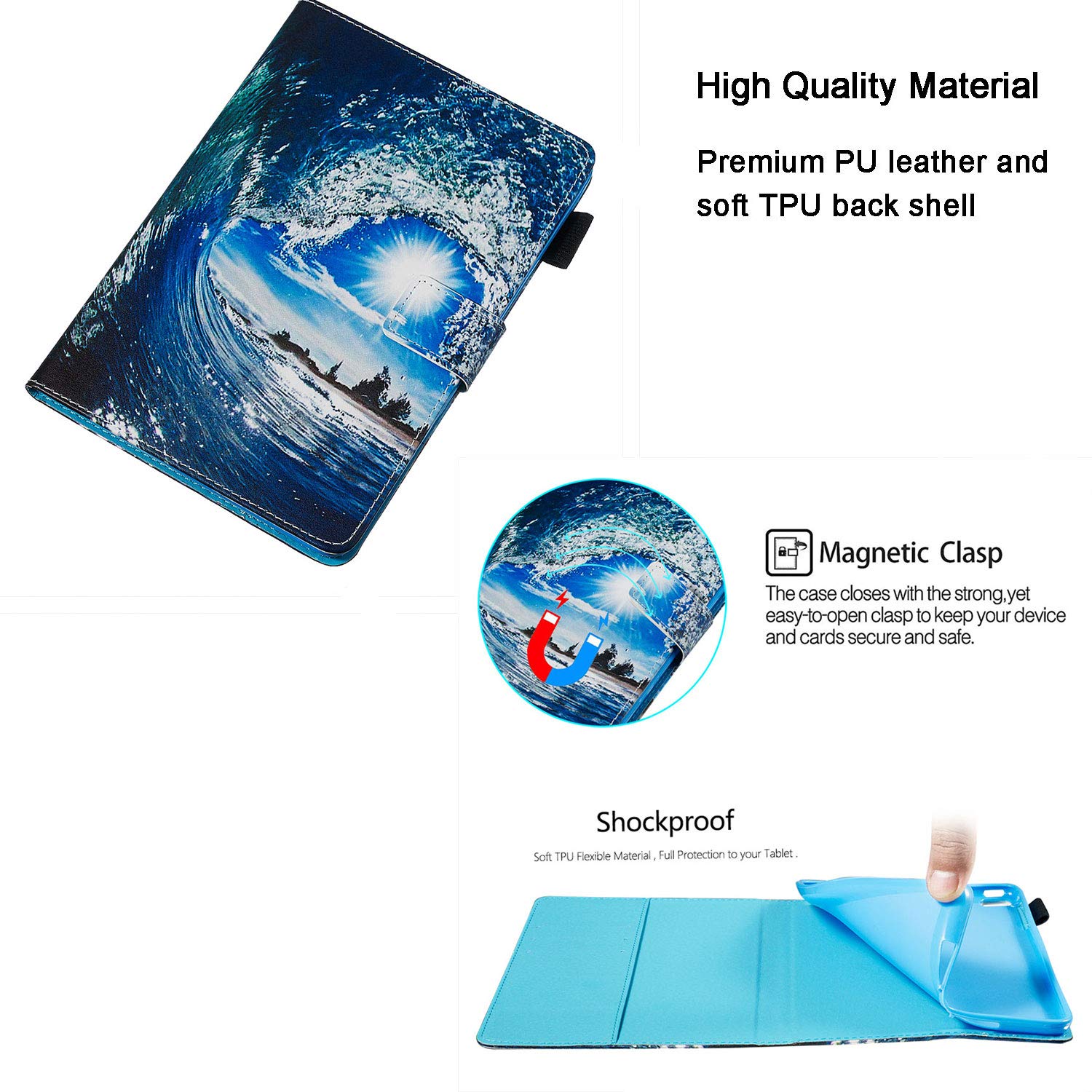 Premium PU Leather Smart Wallet Stand Folio Case for iPad 6th/5th Gen 9.7