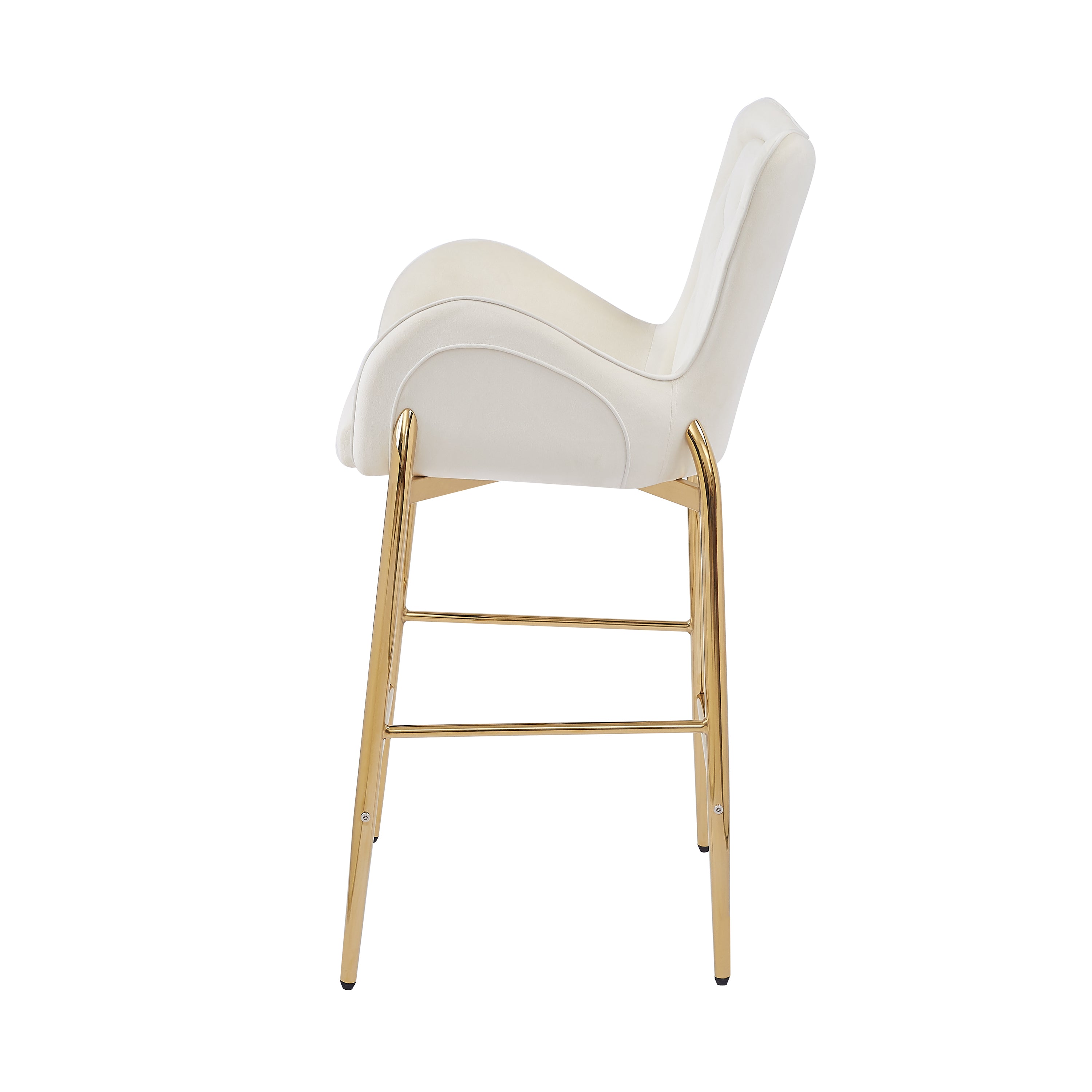 28.75 Inch Counter Height Bar Stools Set of 2 - Velvet Upholstered Bar Chairs with Golden Metal Legs - Perfect for Kitchen Island, Breakfast Nook & Home Bar Decor