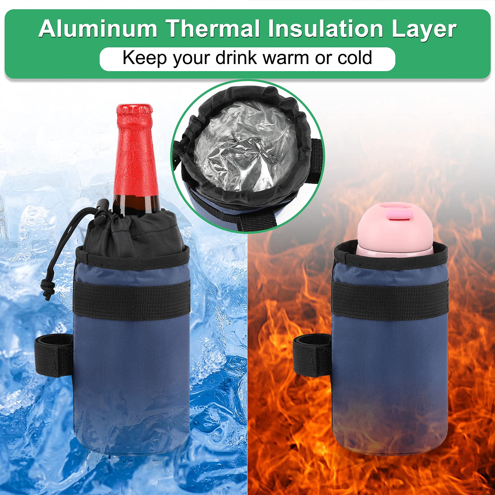 Accmor Insulated Bike Water Bottle Holder - Keeps Drinks Cold or Hot for 12 Hours, Universal Bike Cup Cage for Kids, Mountain, Cruiser & Road Bicycles (Blue) - Perfect for Cycling, Commuting & Outdoor Adventures