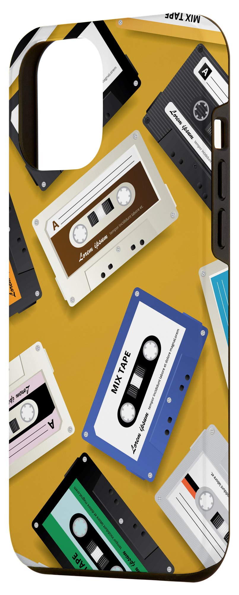 Vintage Retro Mixtape Cassette Tape Pattern Case for iPhone 12 Pro Max - Durable Protective Phone Cover with Unique 80s Design - Perfect for Music Lovers, Gift Giving & Vintage Style Enthusiasts
