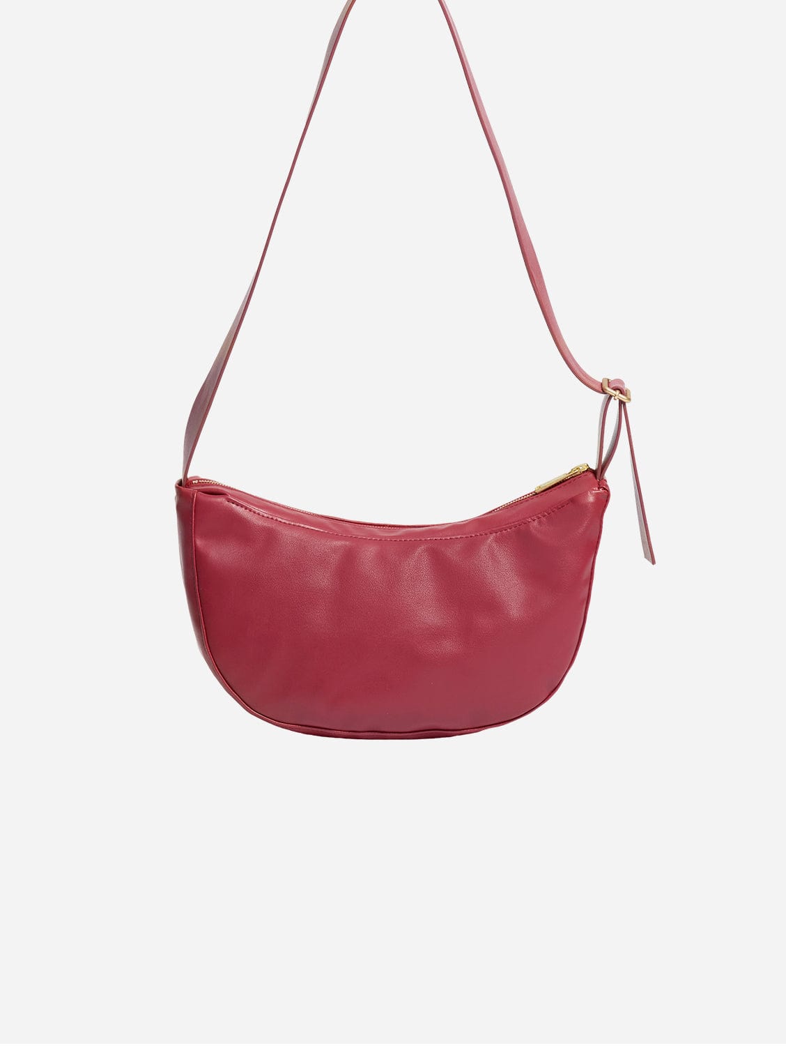 Oleatex Vegan Olive Leather Half Moon Crossbody Bag | Cherry Red | Eco-Friendly Fashion for Women | Perfect for Casual Outings & Evening Events