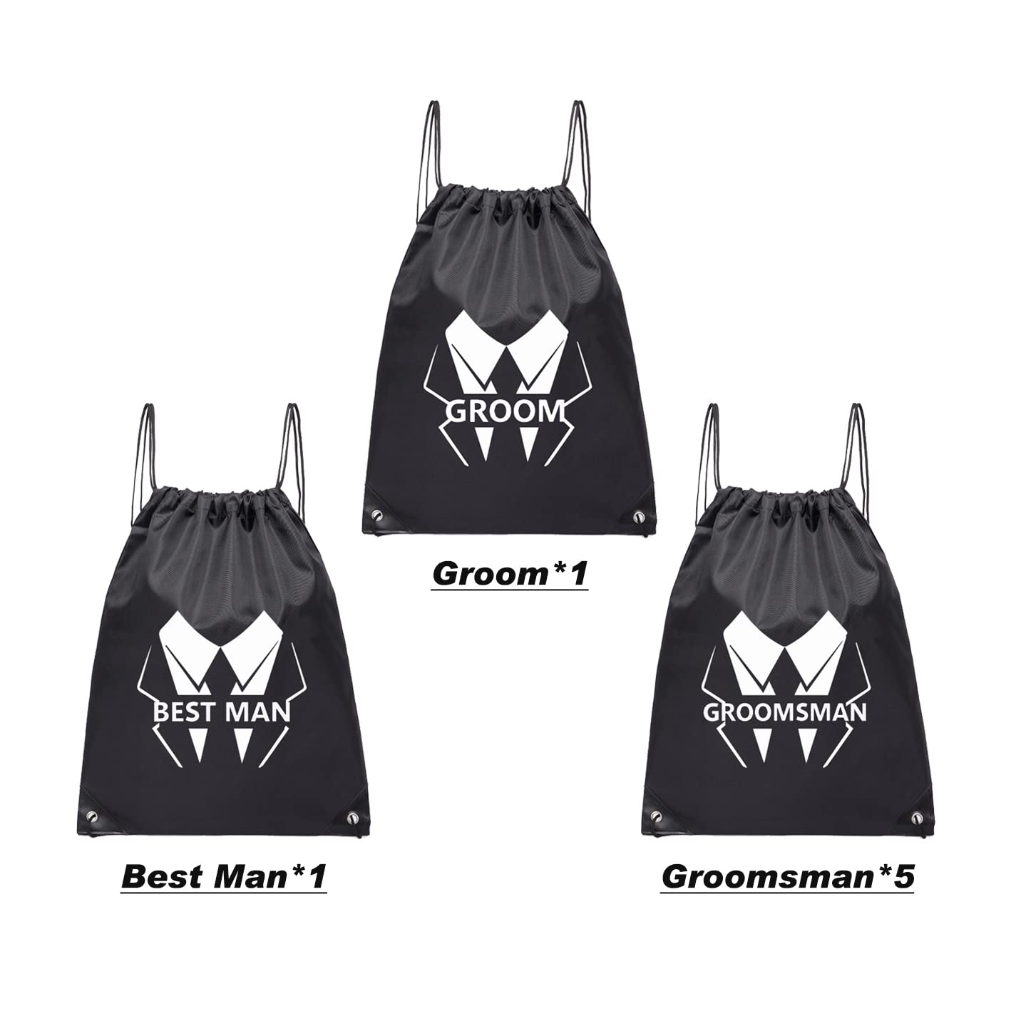 LADY & HOME 7-Pack Premium Groomsmen Proposal Gift Set - Drawstring Suit Bags for Best Man & Wedding Party - Perfect for Bridal Shower, Bachelor Party & Wedding Gifts (LJ-B)