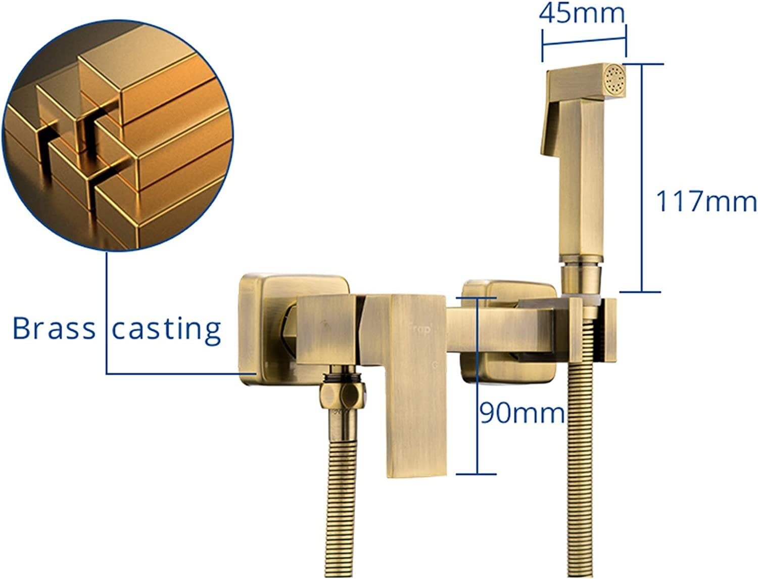**Brass Hot & Cold Water Handheld Toilet Sprayer Kit - Wall Mounted Diaper Sprayer for Cloth Diapers with Shower Hose | Perfect for Baby Care & Bathroom Cleaning**