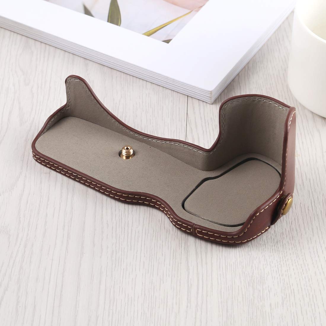 Premium PU Leather Camera Half Case with 1/4 Inch Thread for Canon EOS R - Protective Base Cover for DSLR Photography, Travel & Outdoor Shooting