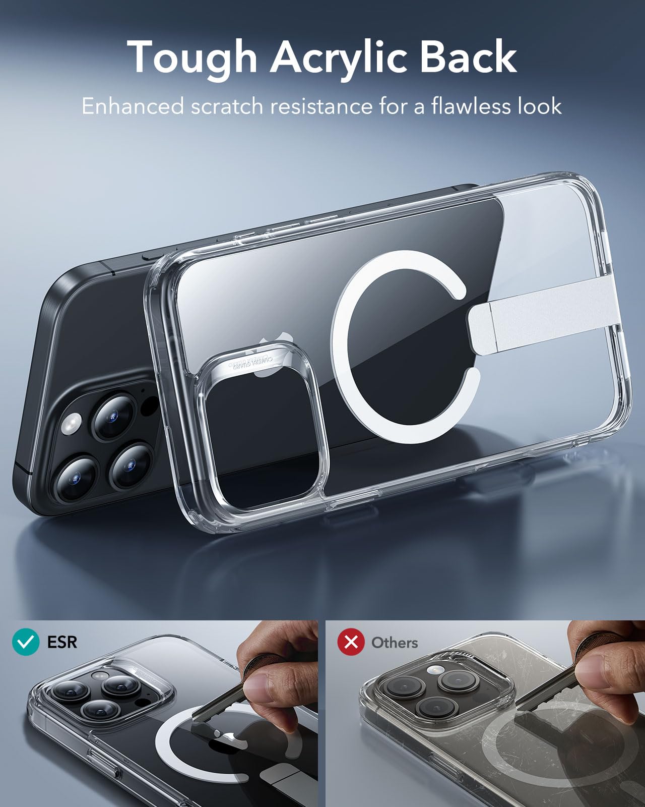 ESR Magnetic Case for iPhone 16 Pro Max with Adjustable Kickstand | MagSafe Compatible | Military-Grade Protection | Clear Boost Series | Perfect for Work, Travel & Everyday Use