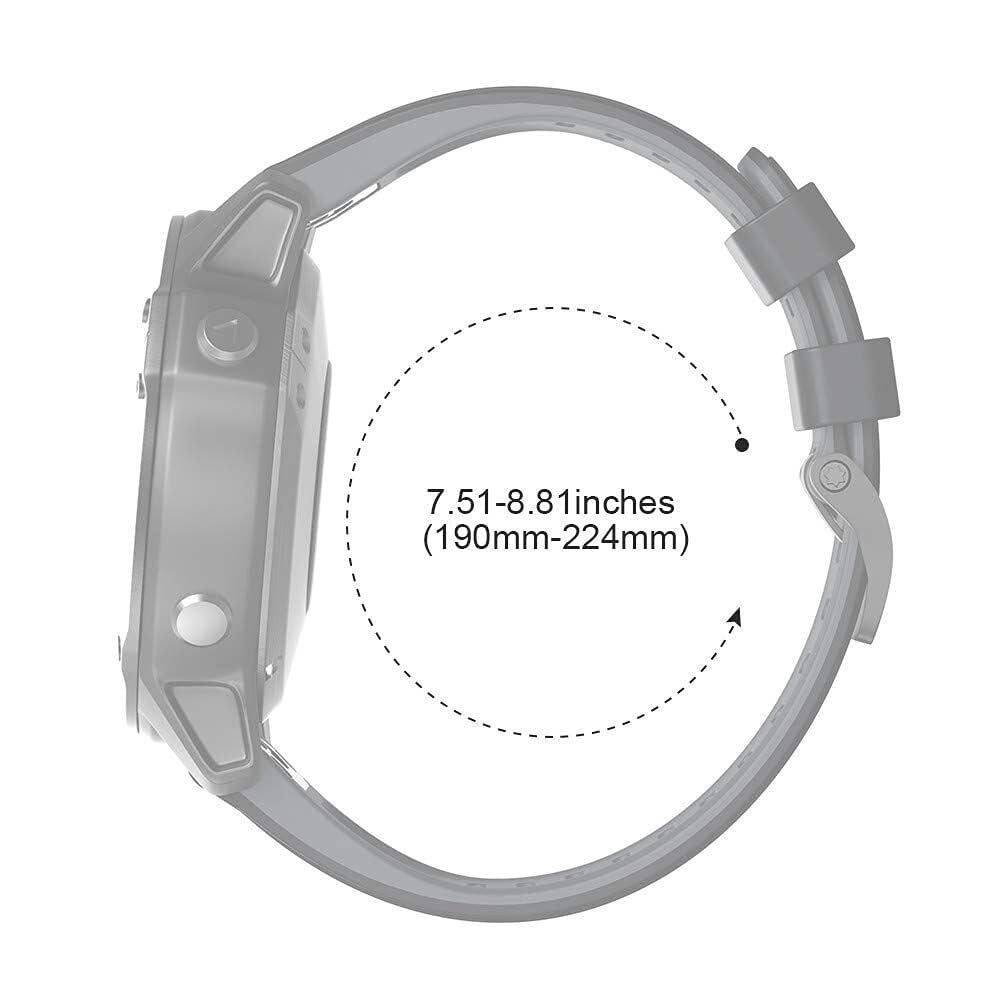 22mm Silicone Sport Watch Band Compatible with Garmin Fenix 5/5 Plus/6/6 Pro/7/8 - Durable Replacement Strap for Fitness, Running & Outdoor Activities