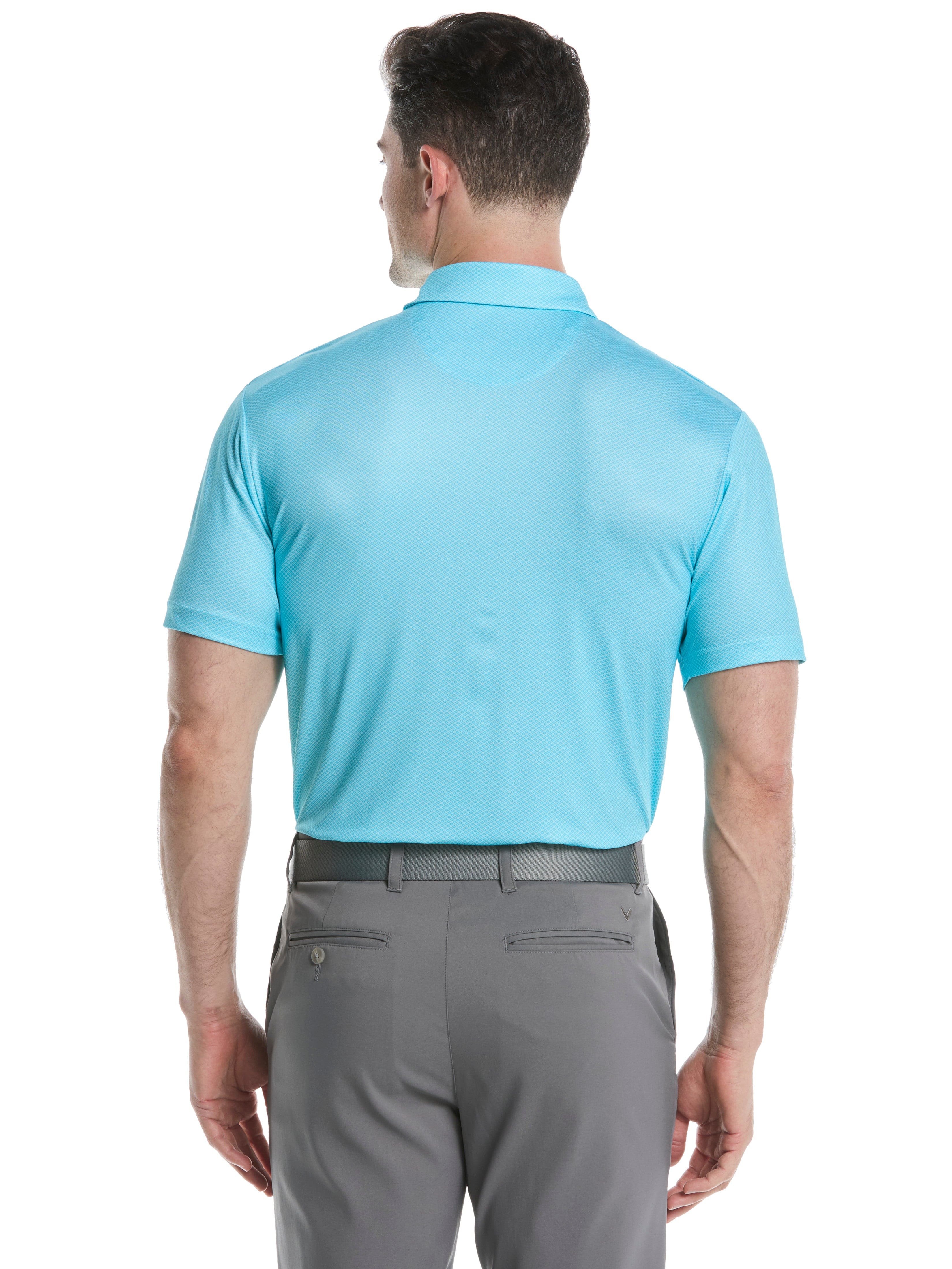 Men's Heather Geo Print Golf Polo Shirt - Breathable Quick-Dry Performance Tee for Golf, Casual Wear & Outdoor Activities